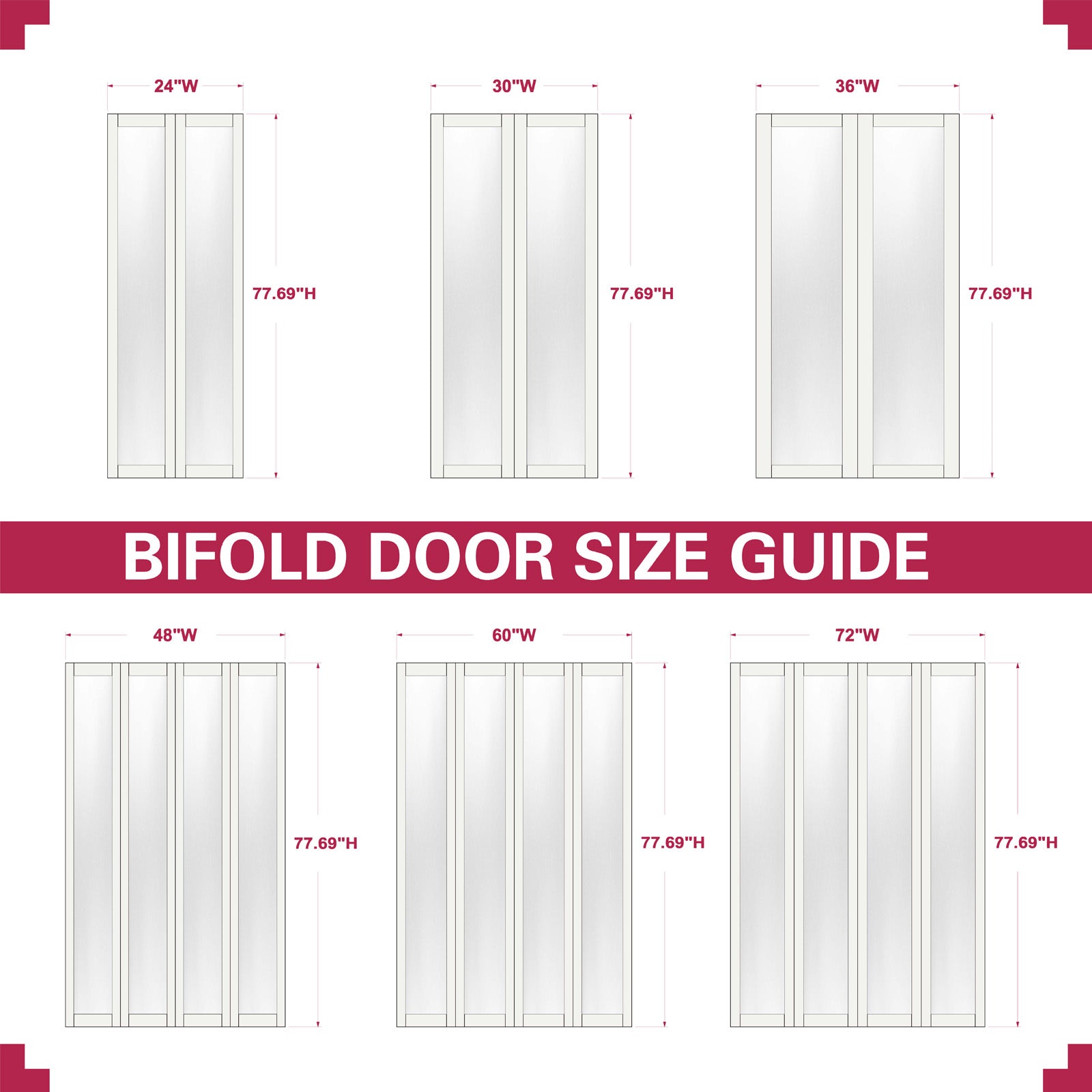 Ark Design Half Lite Kasumi Ripple Glass Closet Bifold Door with Hardware Kit & Knob, Solid Core MDF Wood & PVC Covered Finished, White