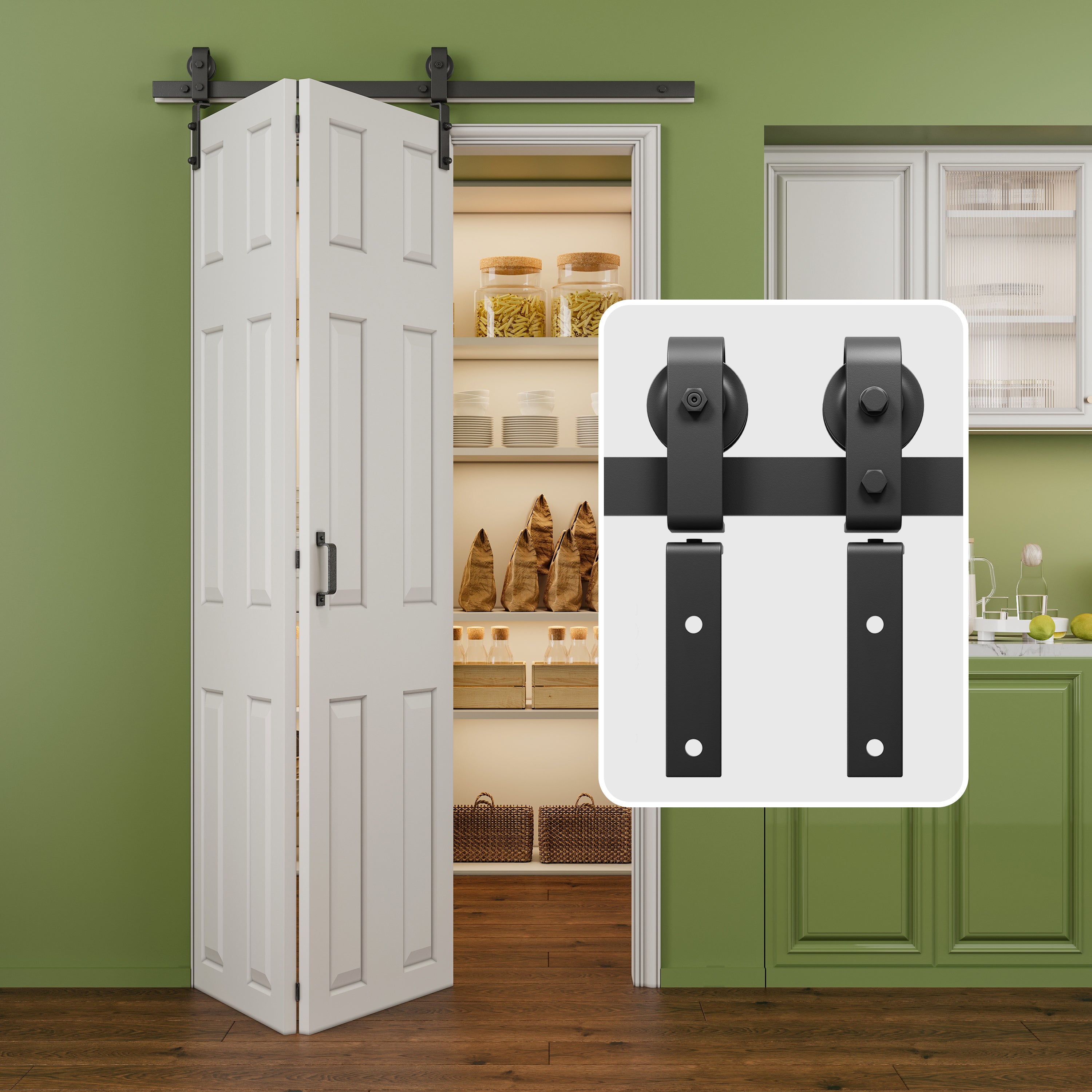 Ark Design Bifold Barn Door Side-mounted Hardware Kit for 2 doors