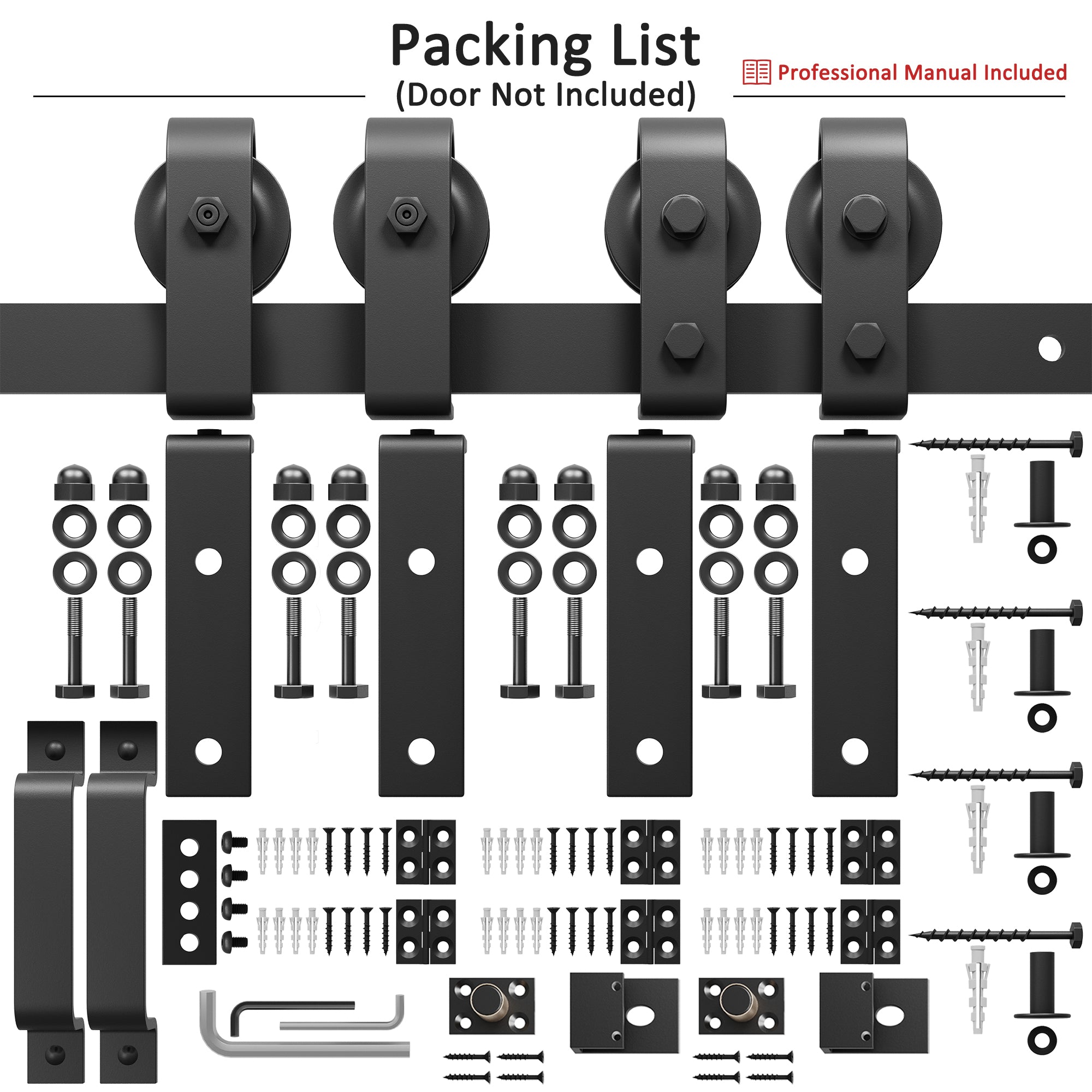 Ark Design Bifold Barn Door Side-mounted Hardware Kit for 4 doors