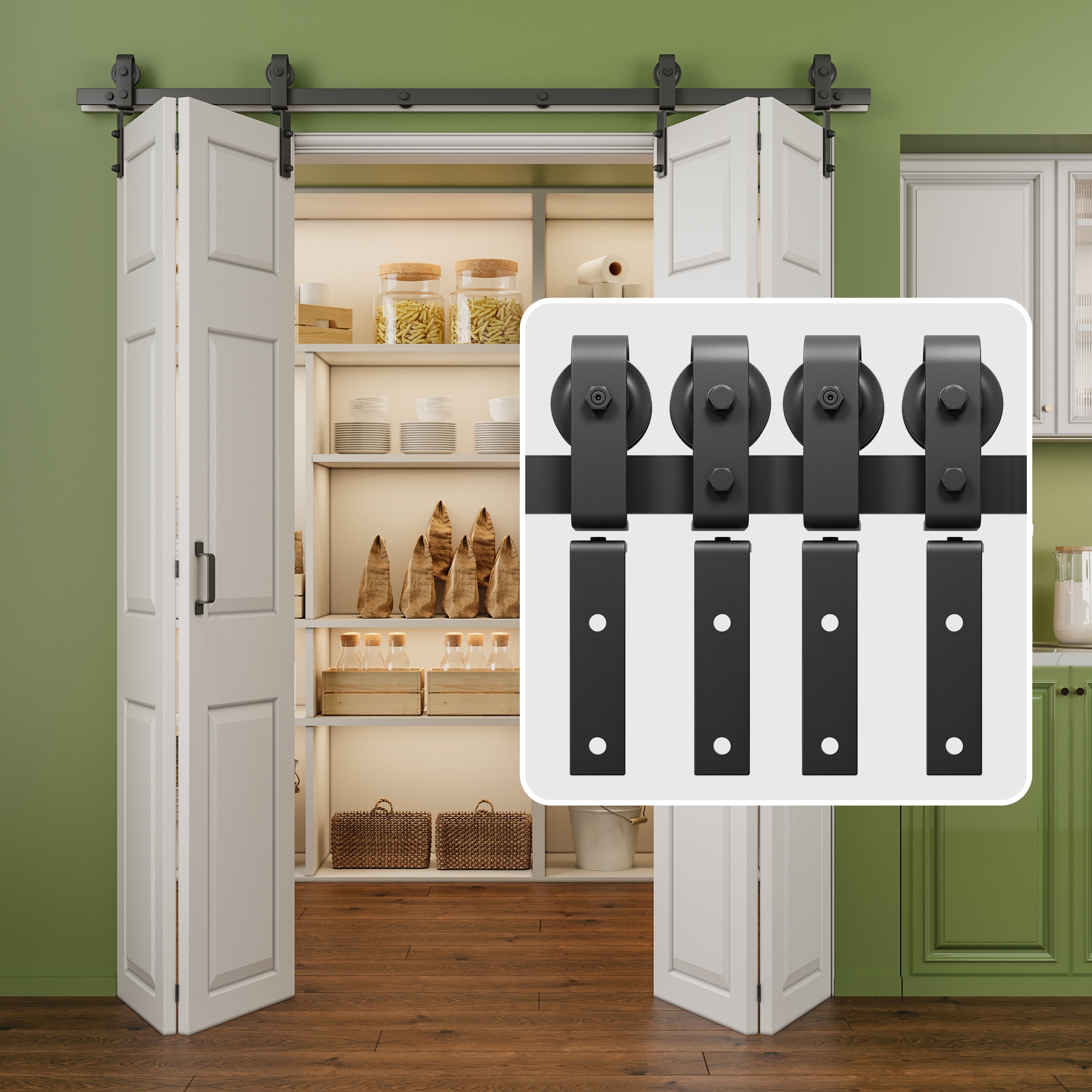 Ark Design Bifold Barn Door Side-mounted Hardware Kit for 4 doors