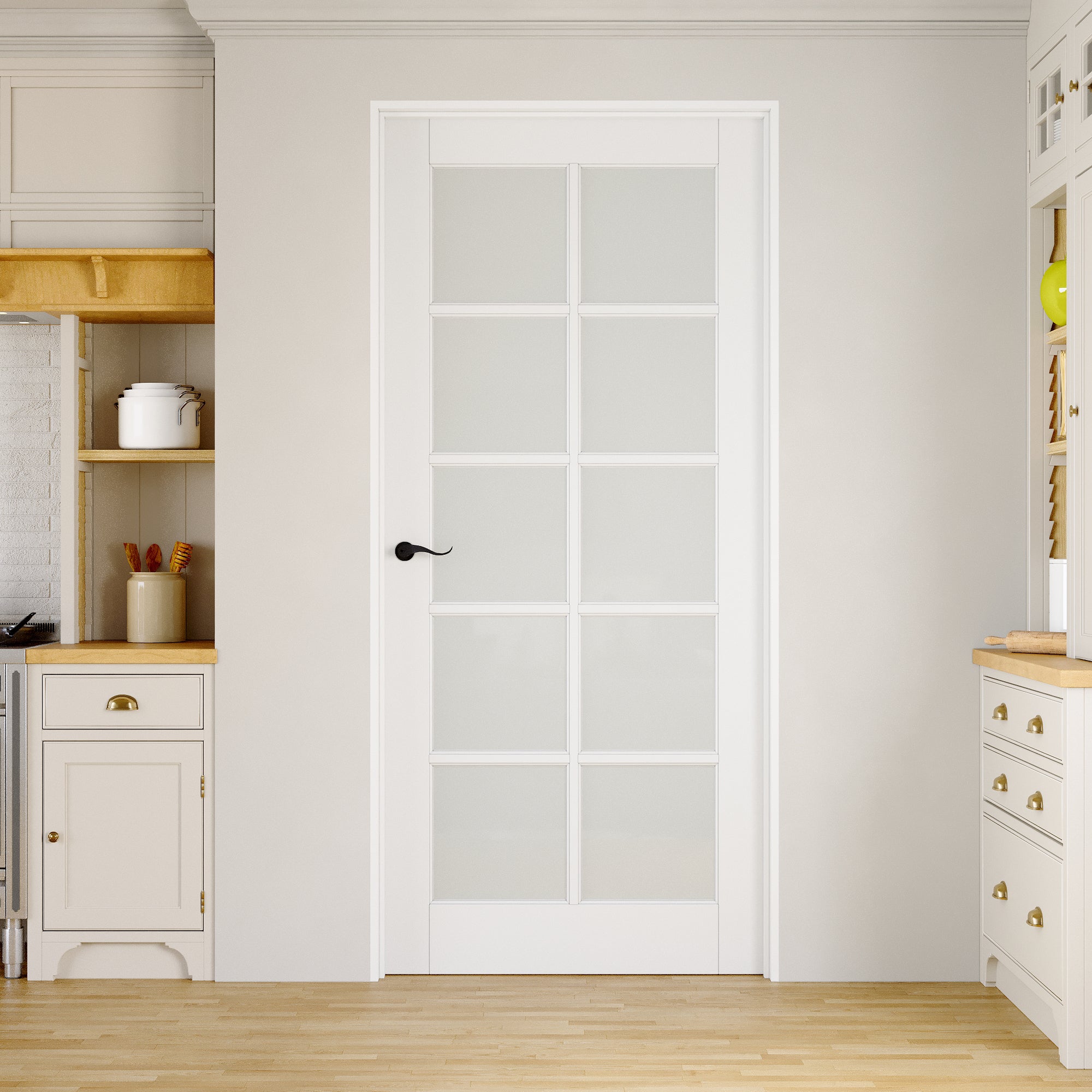 Ark Design 10-Lite Frosted Glass Door Slab with/without Prehung Kit, White