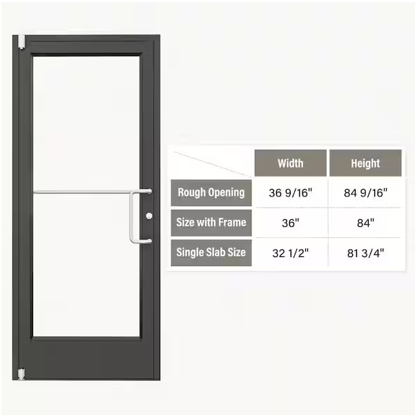 Black Outswing Anodized Aluminum Prehung Commercial Door