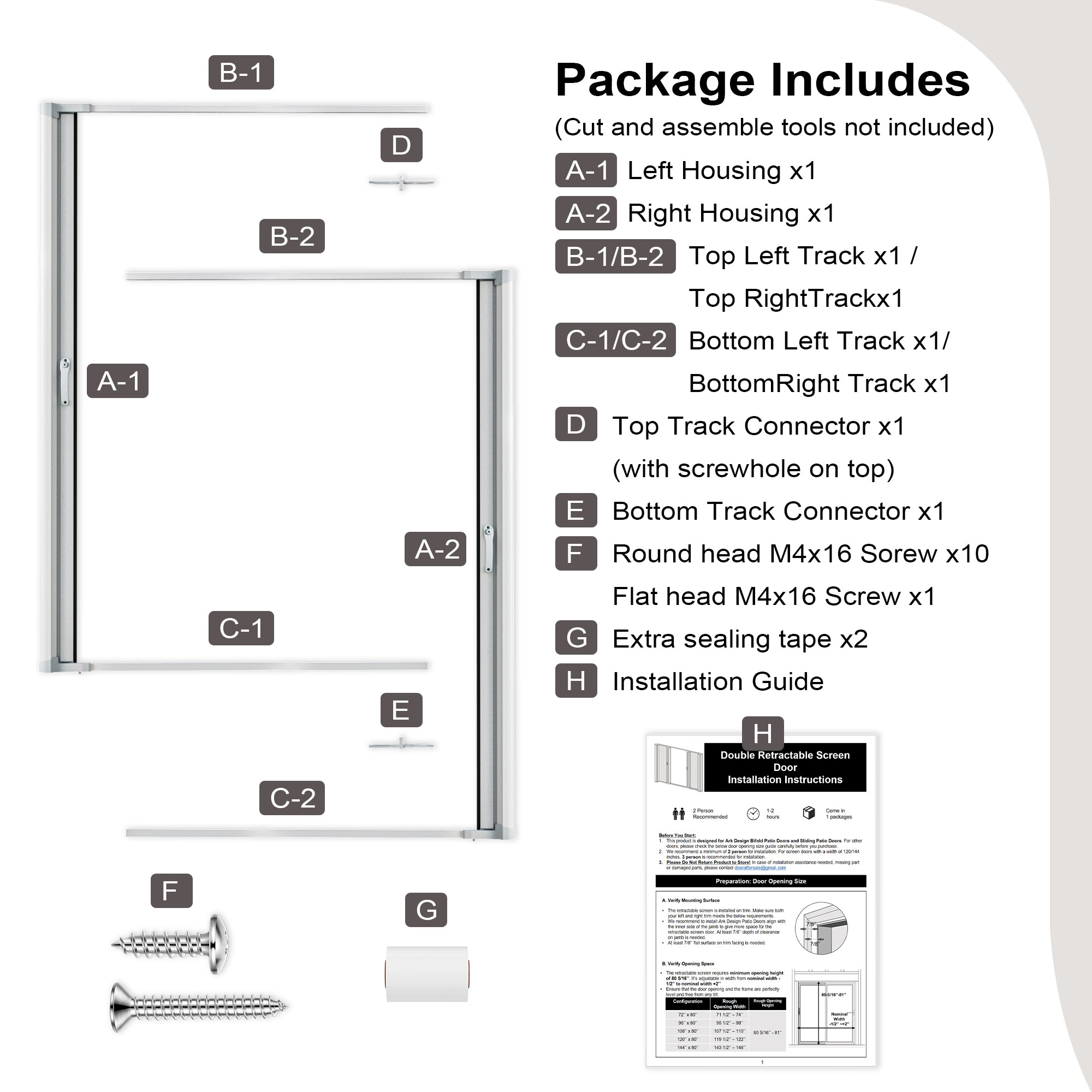 Ark Design Screen Door for Bifold Patio Door