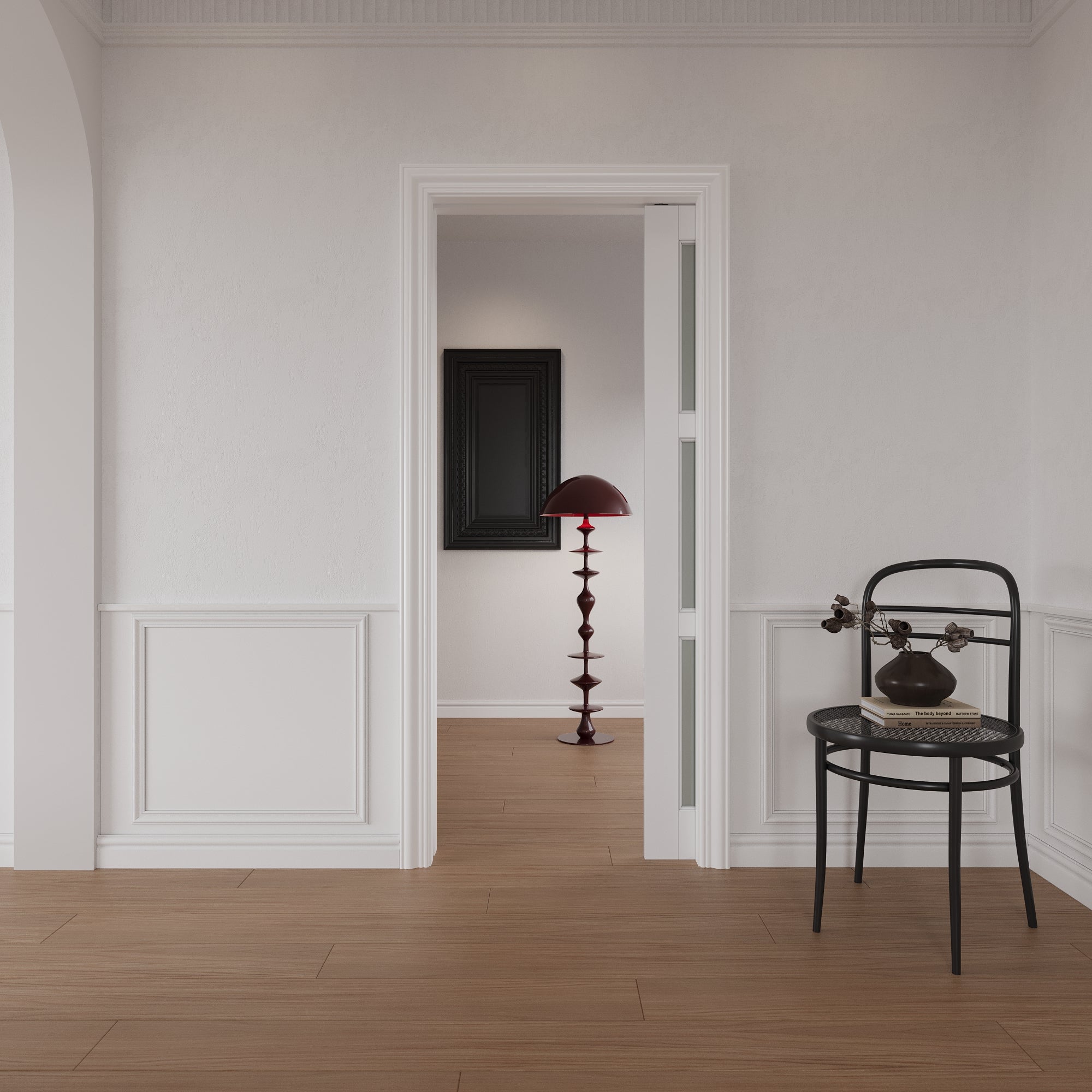 Ark Design 3-Lite Tempered Frosted Glass Pocket Door with Hardware Kit & Soft Close & Frame, Solid Core MDF Wood & Paint-grade Finished, White