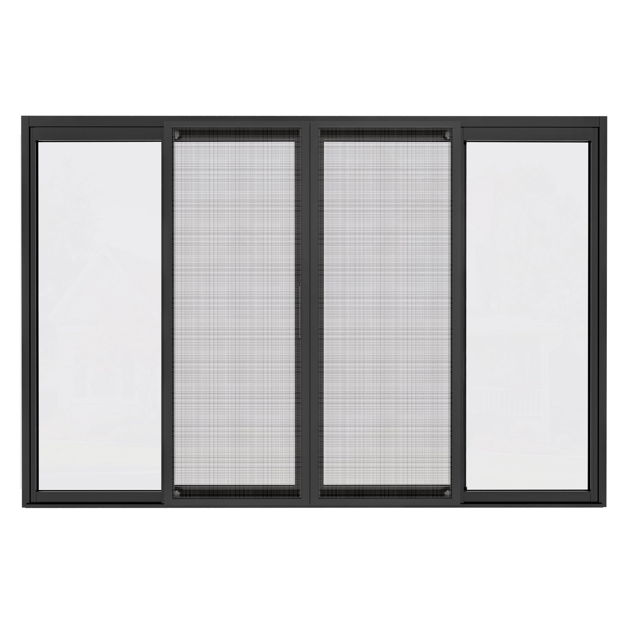 4 Panel Matte Black Aluminum Multi-Sliding Patio Door with Double Glazed Low-E Glass