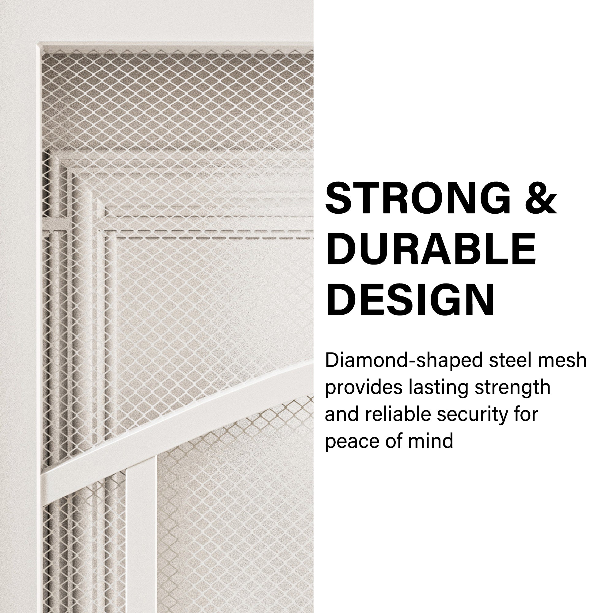 Ark Design Universal/Reversible 15-Grid White Surface Mount Steel Security Door w/Expanded Metal Screen(Lock)