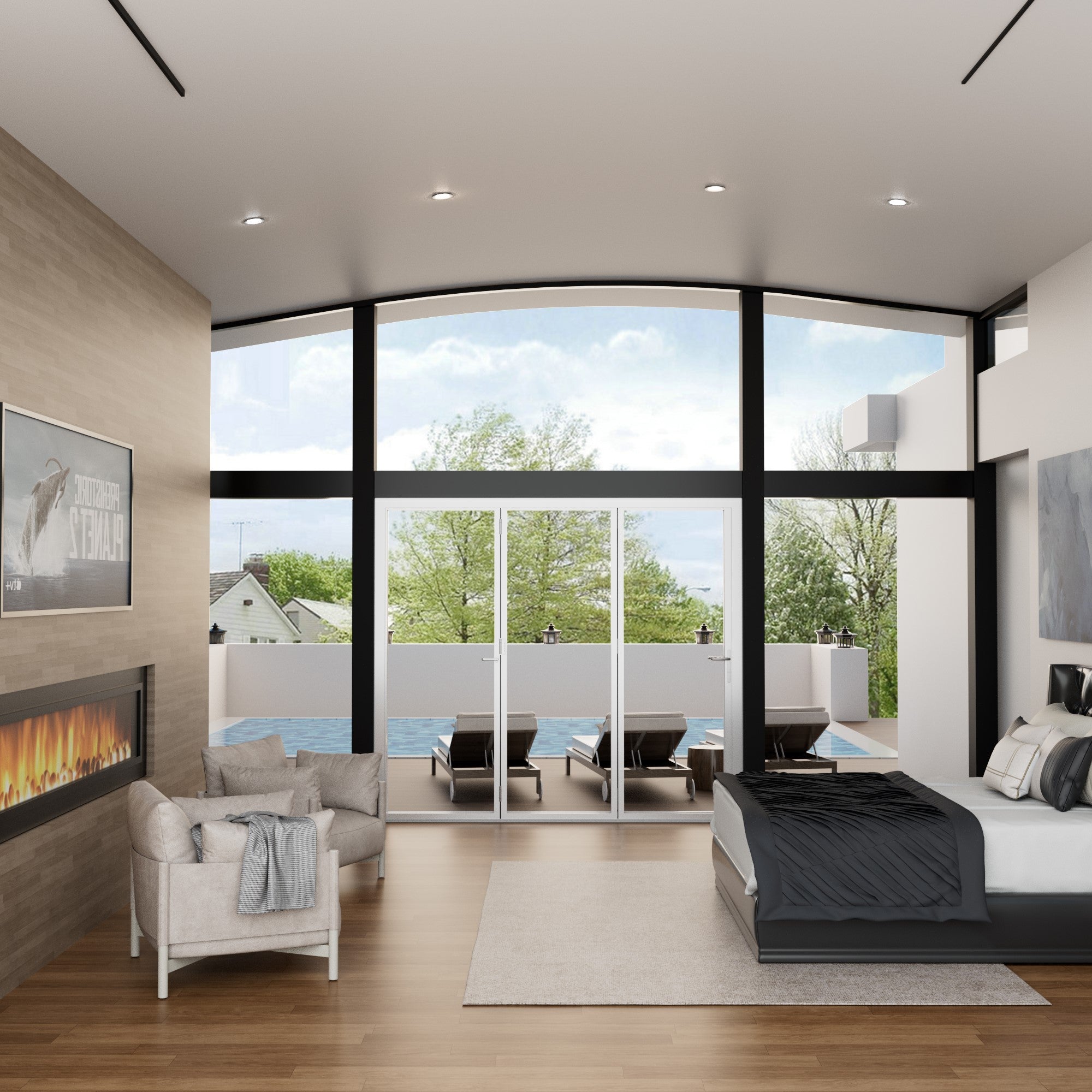 Custom Black Bifold Patio Door - Right Swing Open (3 Panels)