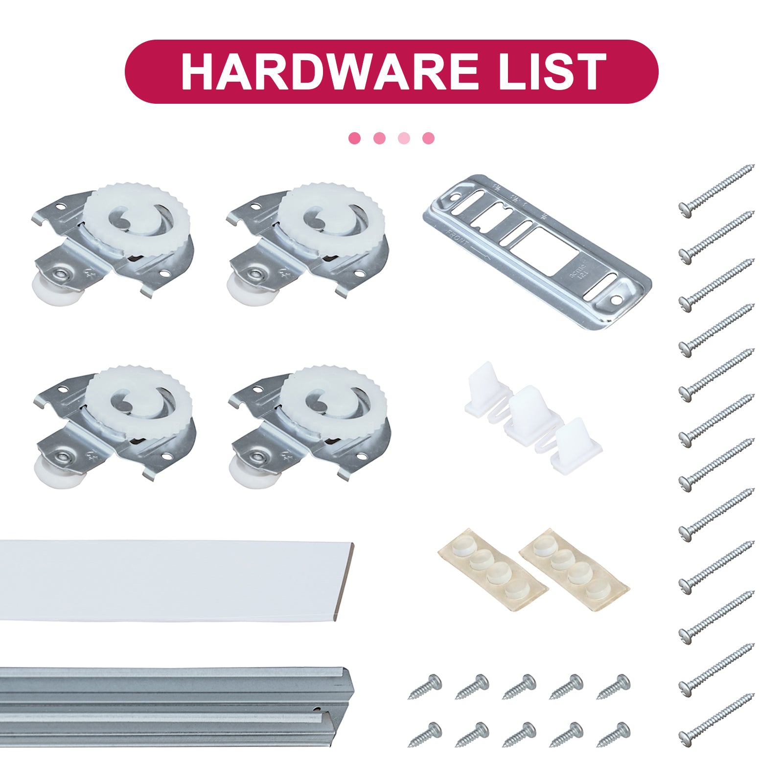 Ark Design 1-Lite Tempered Frosted Glass Bypass Sliding Closet Door with Hardware Kit, White