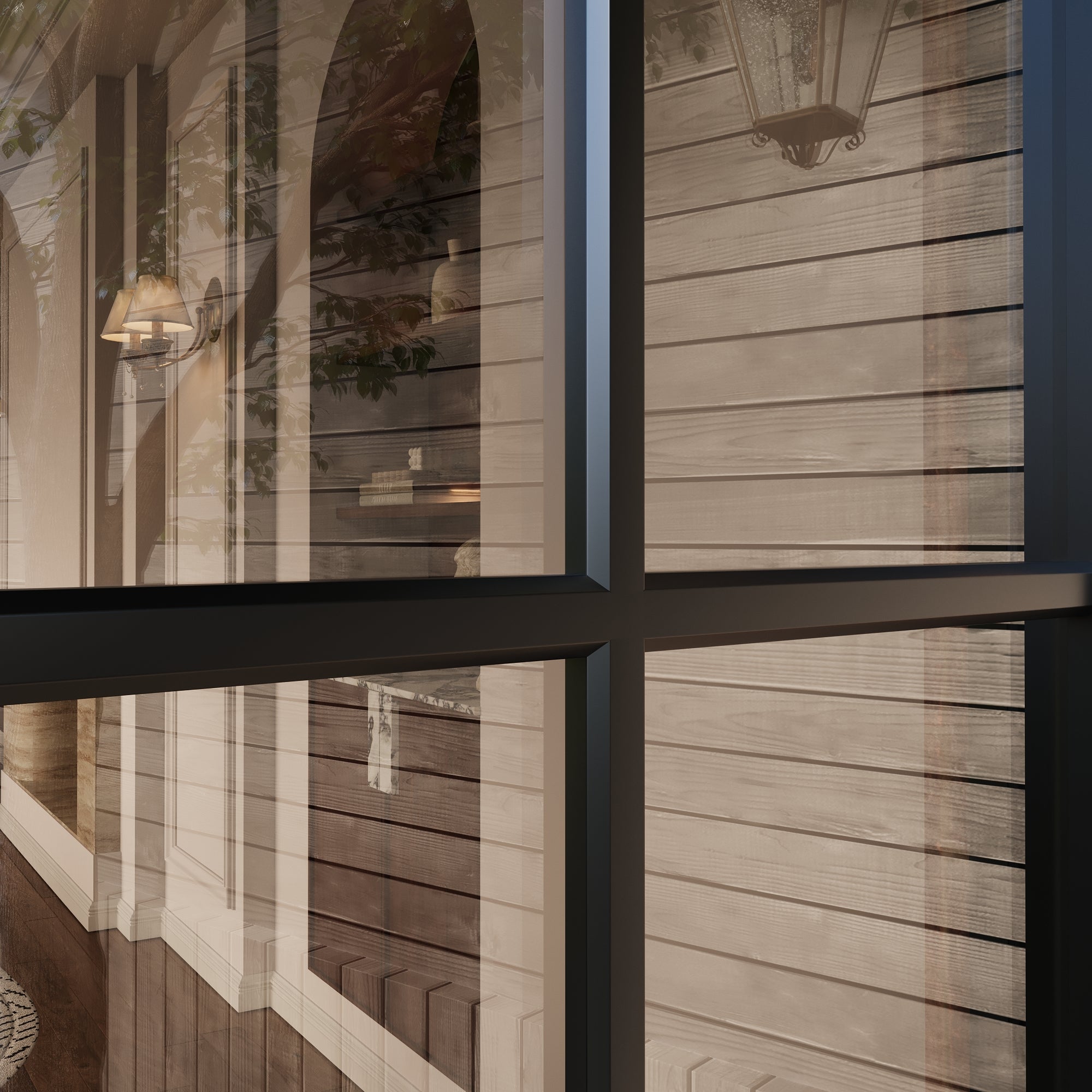 Ark Design French Double Black Aluminum Patio Door with 15-Lite Tempered Clear Glass