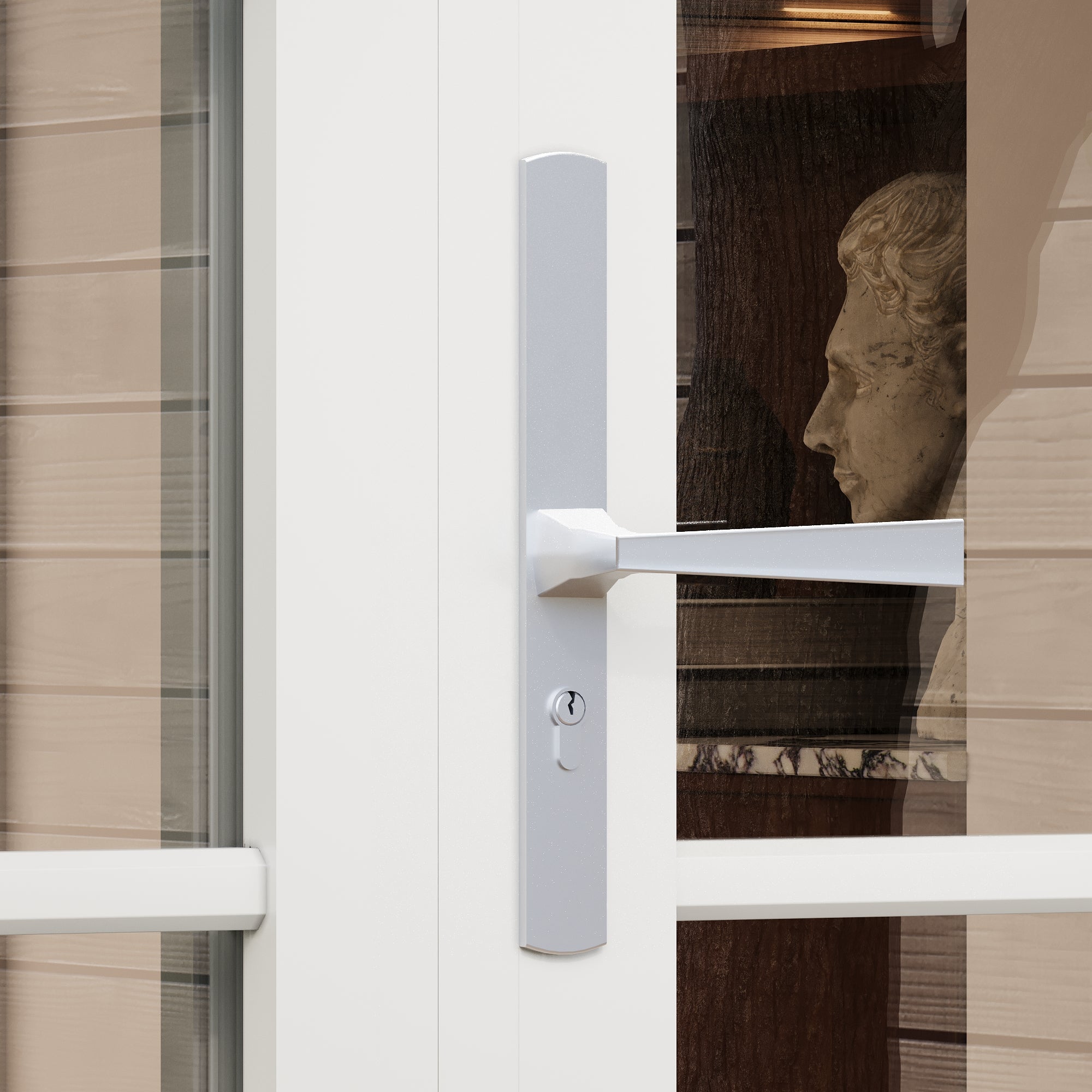 Ark Design French Double White Aluminum Patio Door with 6-Lite Tempered Clear Glass