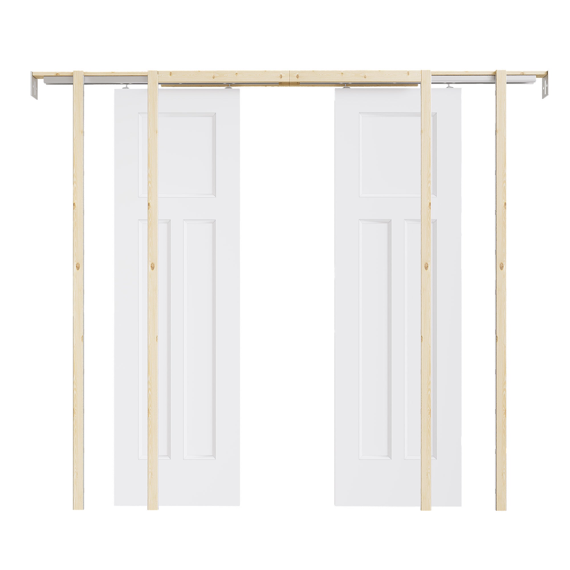 Ark Design Molded T Panel Pocket Door with Hardware Kit & Soft Close & Frame, Solid Core MDF Wood & Paint-grade Finished, White