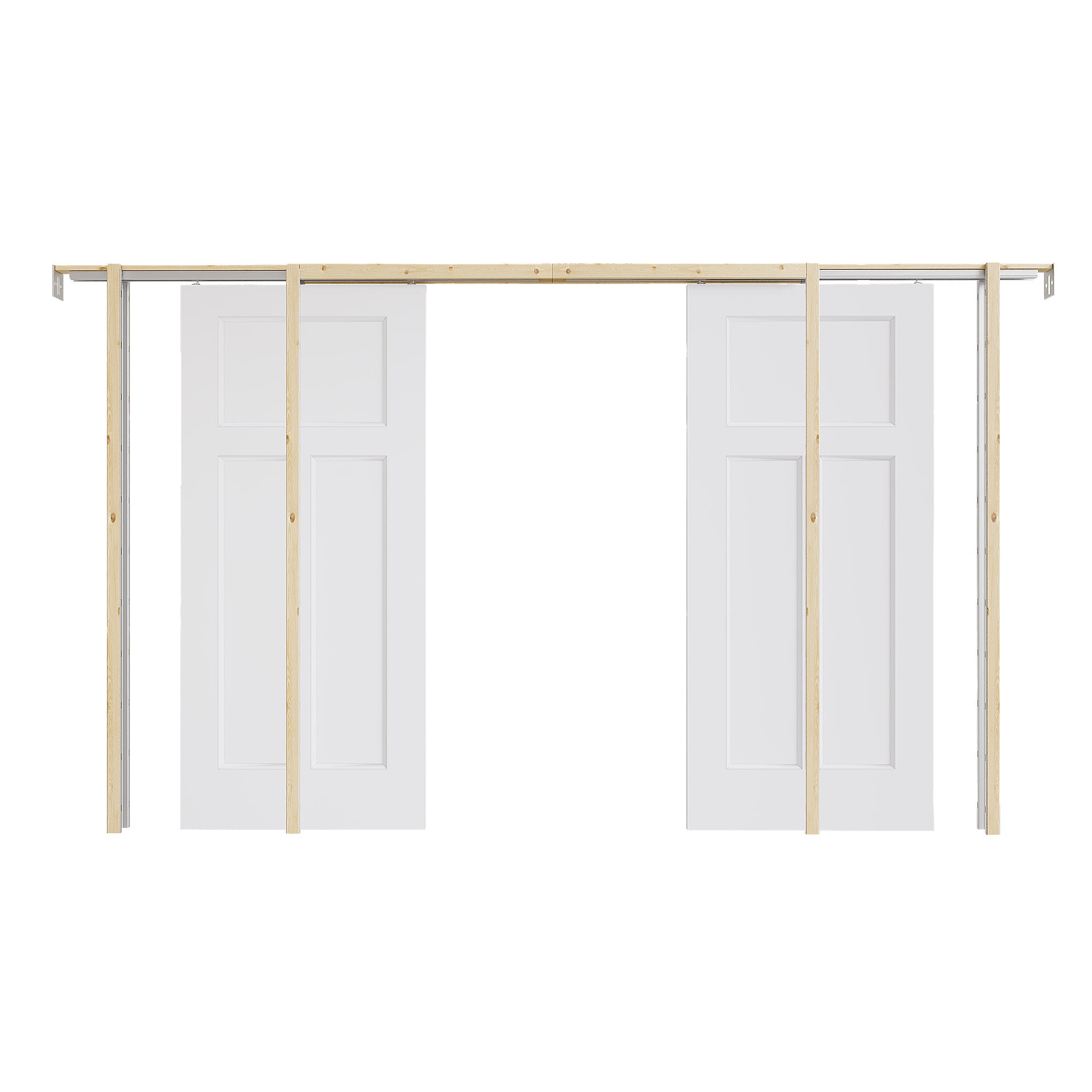 Ark Design Molded T Panel Pocket Door with Hardware Kit & Soft Close & Frame, Solid Core MDF Wood & Paint-grade Finished, White