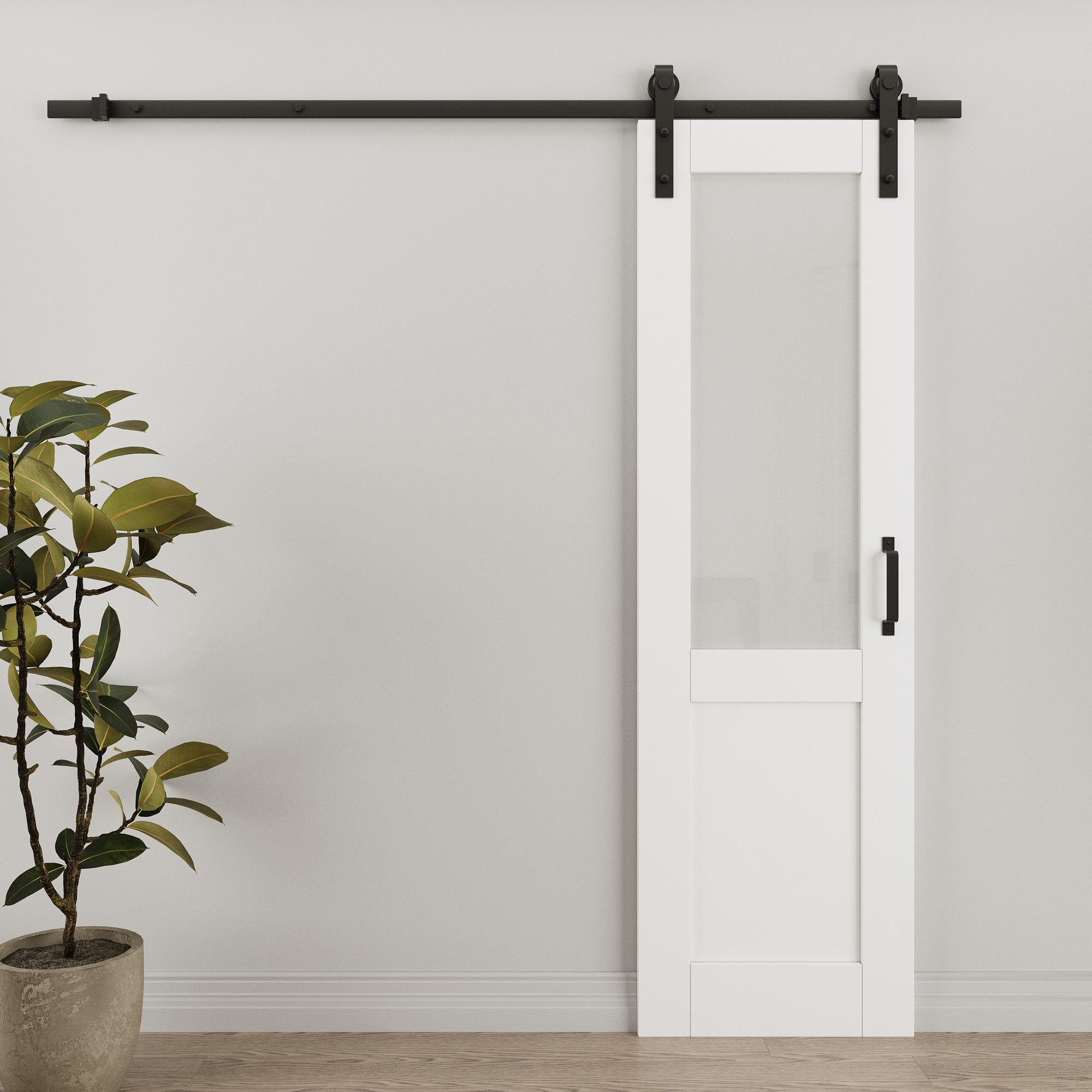 Ark Design 1/2-Lite Tempered Frosted Glass White Primed MDF Composite