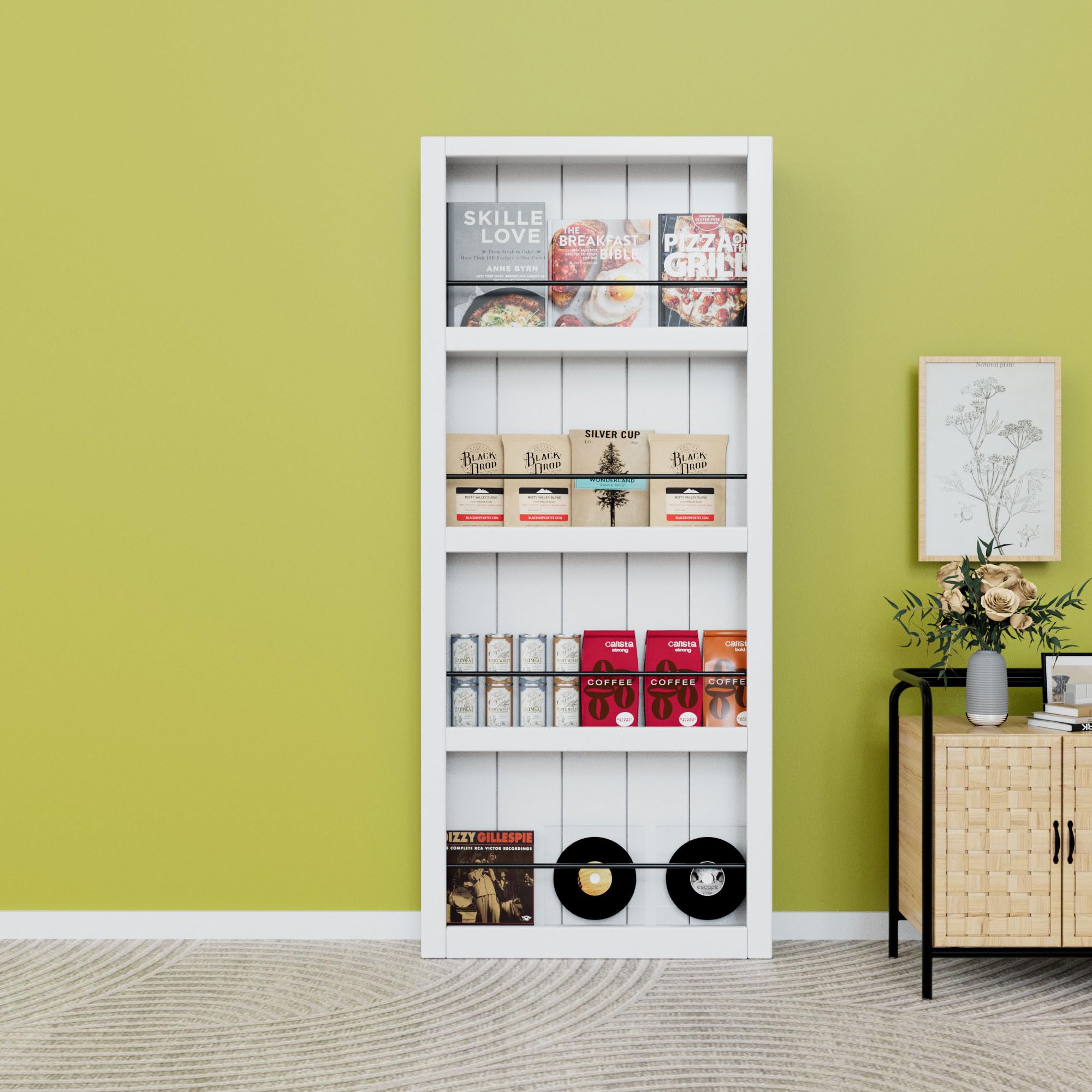 Ark Design Ghost Sliding Barn Door and Hardware Kit & Soft Close, 4 Shelves Concealed Barn Door, Composite MDF Hidden Doors, White Primed, Assembly Required