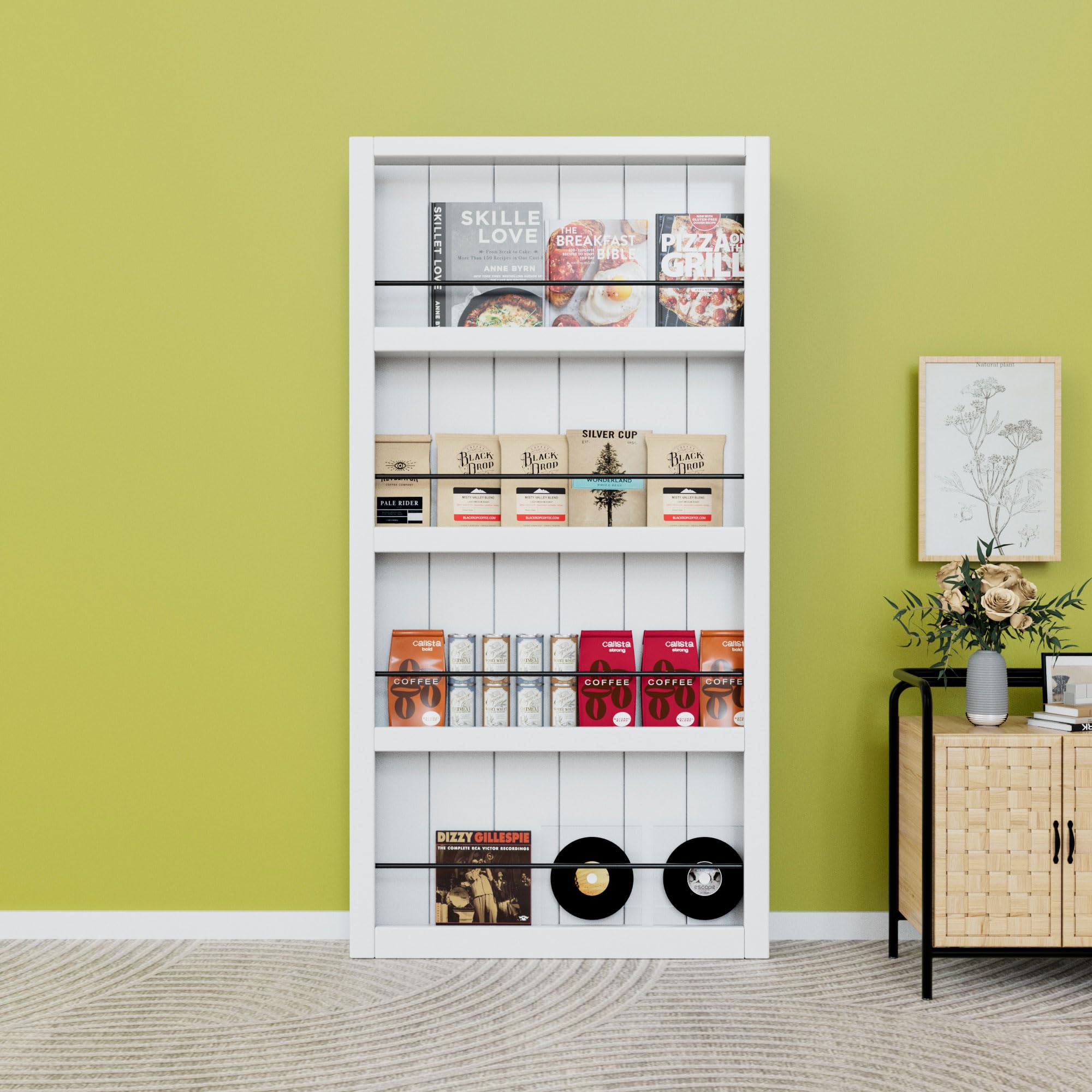 Ark Design Ghost Sliding Barn Door and Hardware Kit & Soft Close, 4 Shelves Concealed Barn Door, Composite MDF Hidden Doors, White Primed, Assembly Required