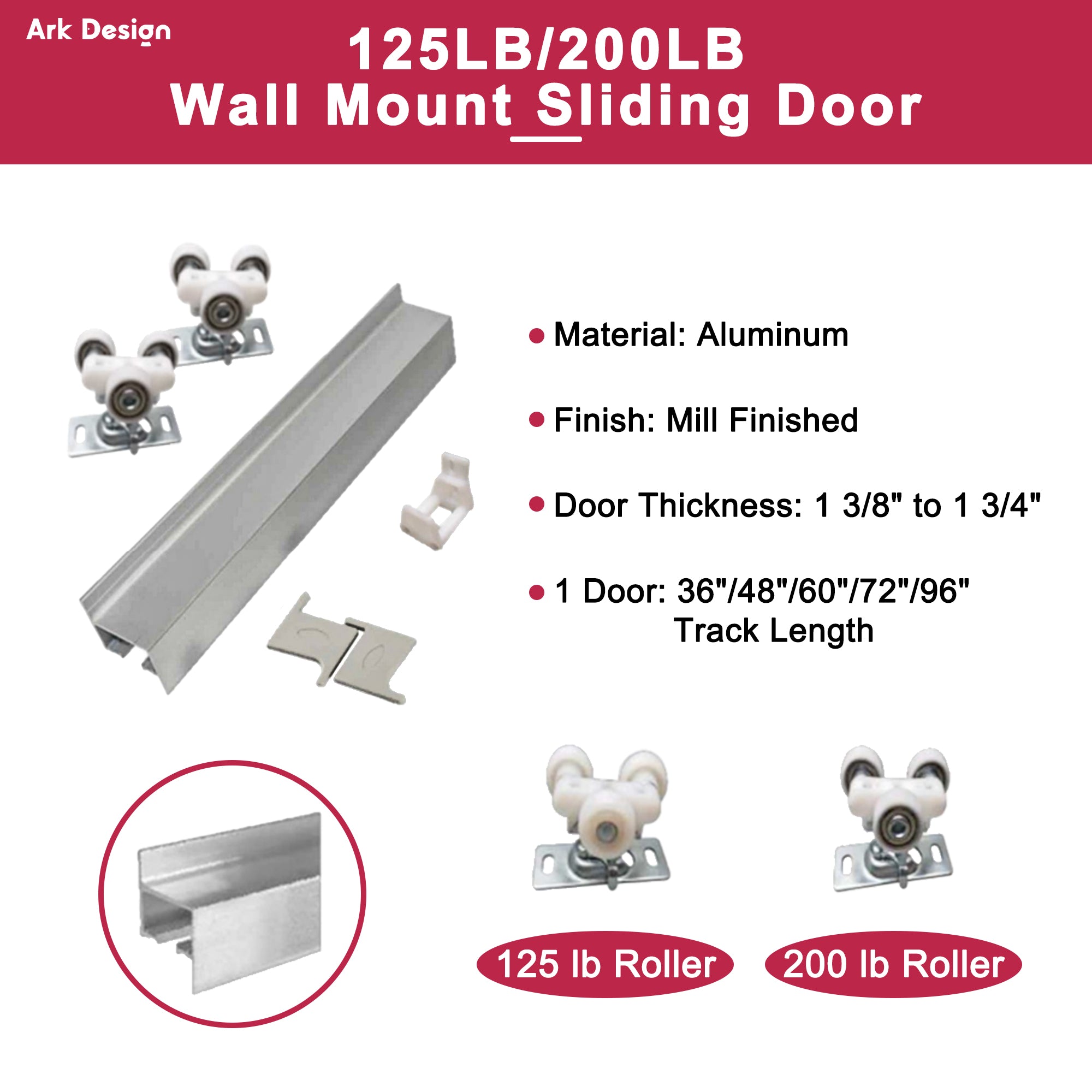 Ark Design Hidden (Barn Door) Track and Hardware Set