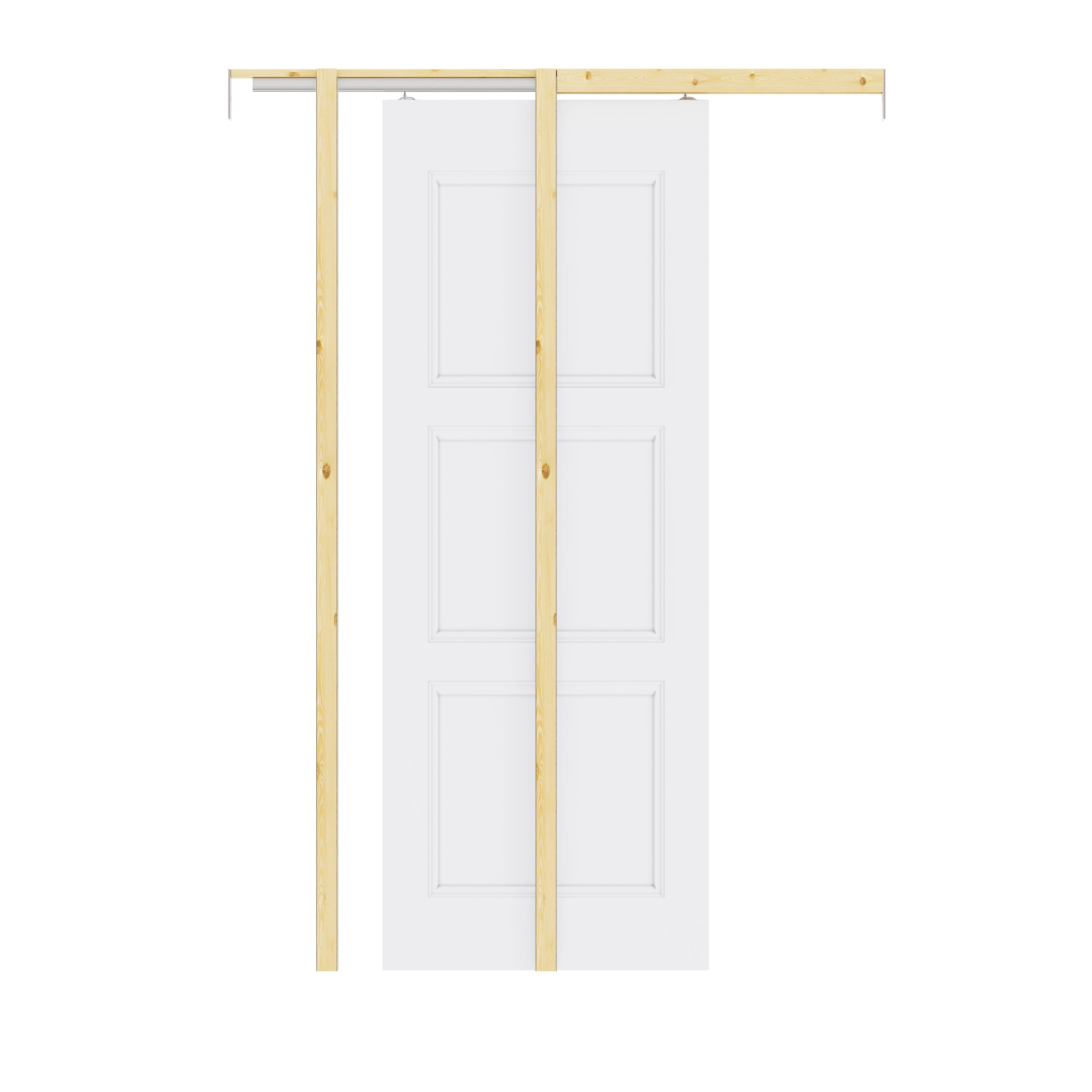 Ark Design 3 lite Panel Pocket Door with Hardware Kit & Soft Close & Frame, Solid Core MDF Wood & Paint-grade Finished, White