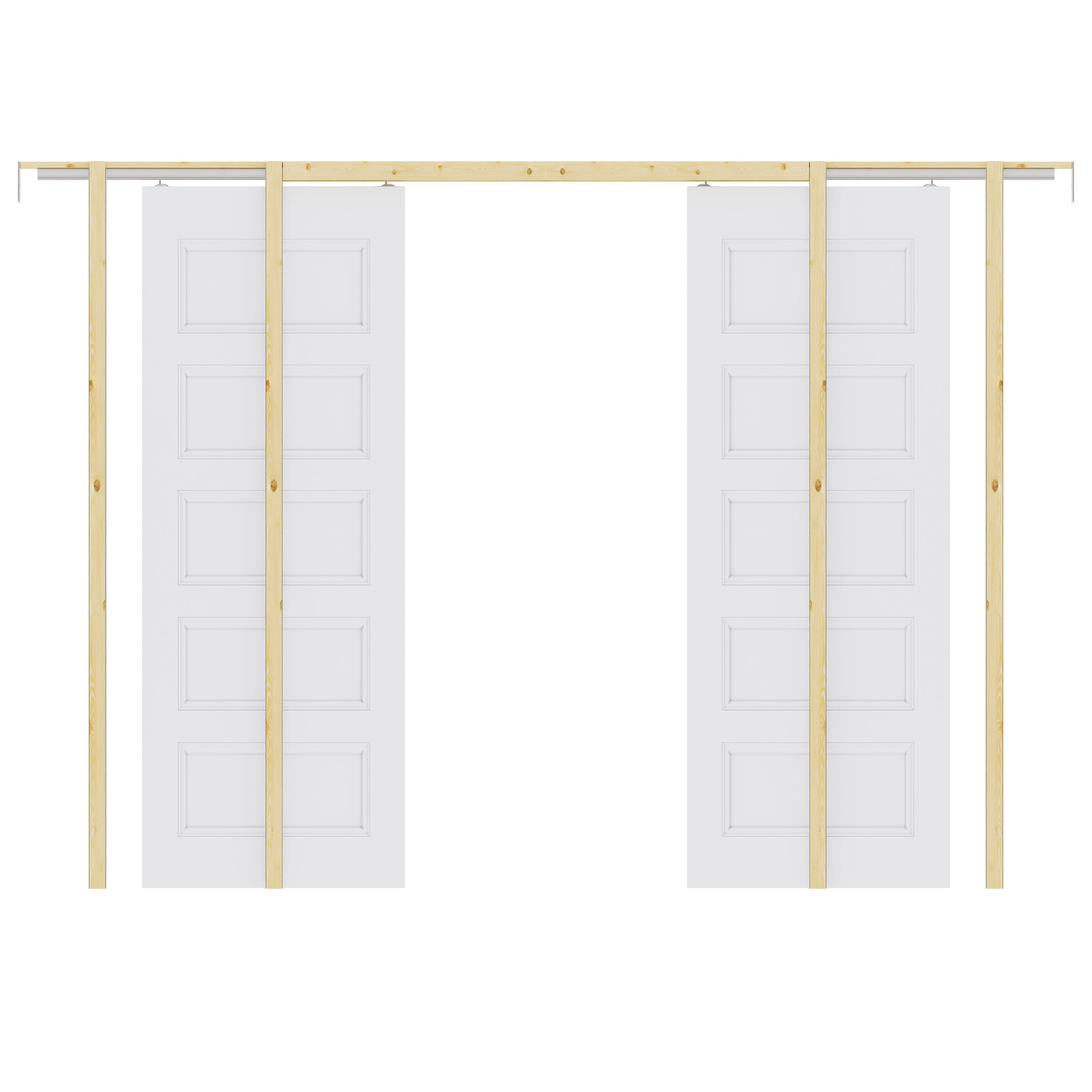 Ark Design 5 lite Panel Pocket Door with Hardware Kit & Soft Close & Frame, Solid Core MDF Wood & Paint-grade Finished, White