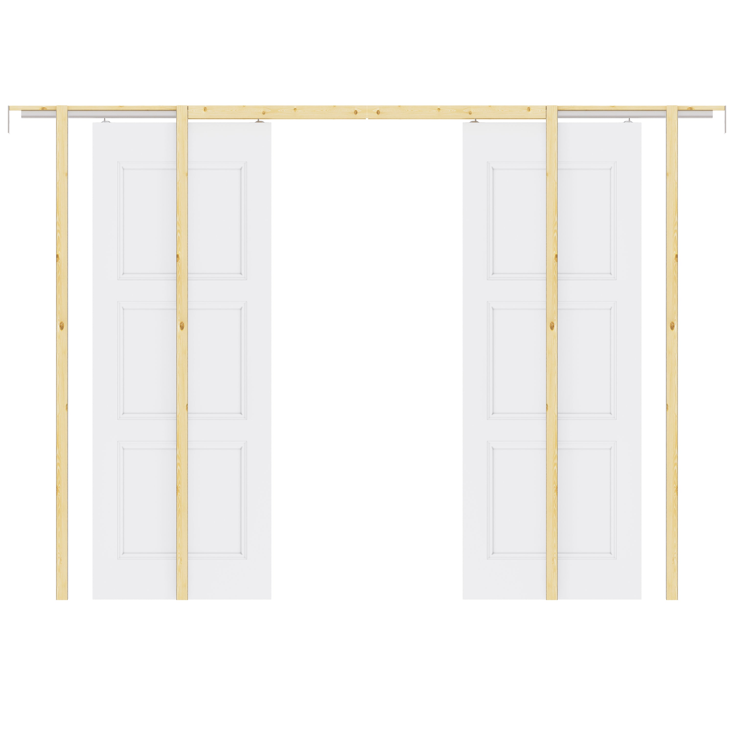 Ark Design 3 lite Panel Pocket Door with Hardware Kit & Soft Close & Frame, Solid Core MDF Wood & Paint-grade Finished, White