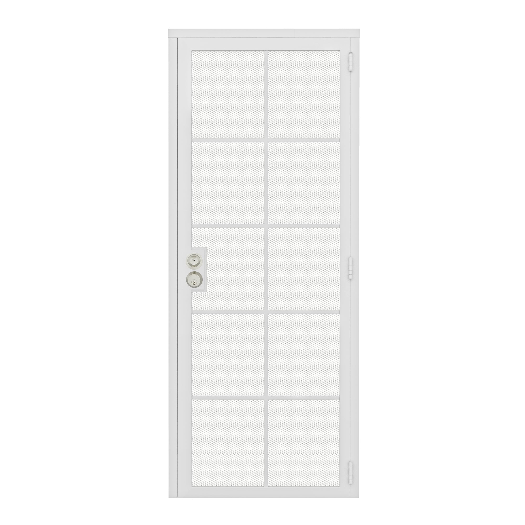 Ark Design Universal/Reversible 10-Grid White Surface Mount Steel Security Door w/Expanded Metal Screen(Lock)
