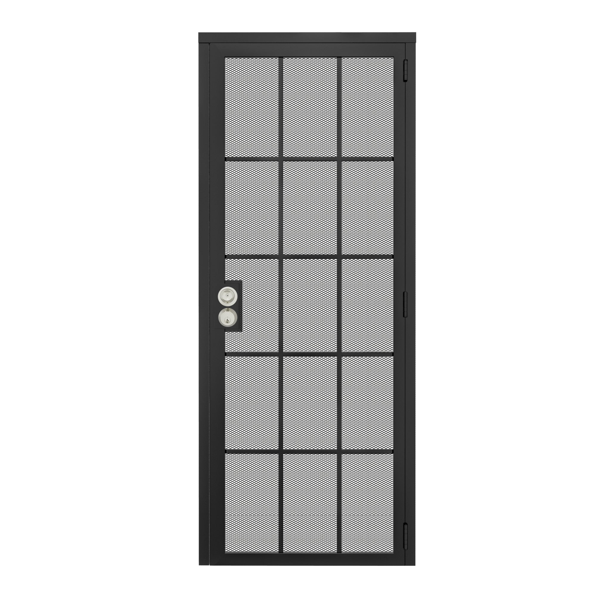 Ark Design Universal/Reversible 15-Grid Black Surface Mount Steel Security Door w/Expanded Metal Screen(Lock)