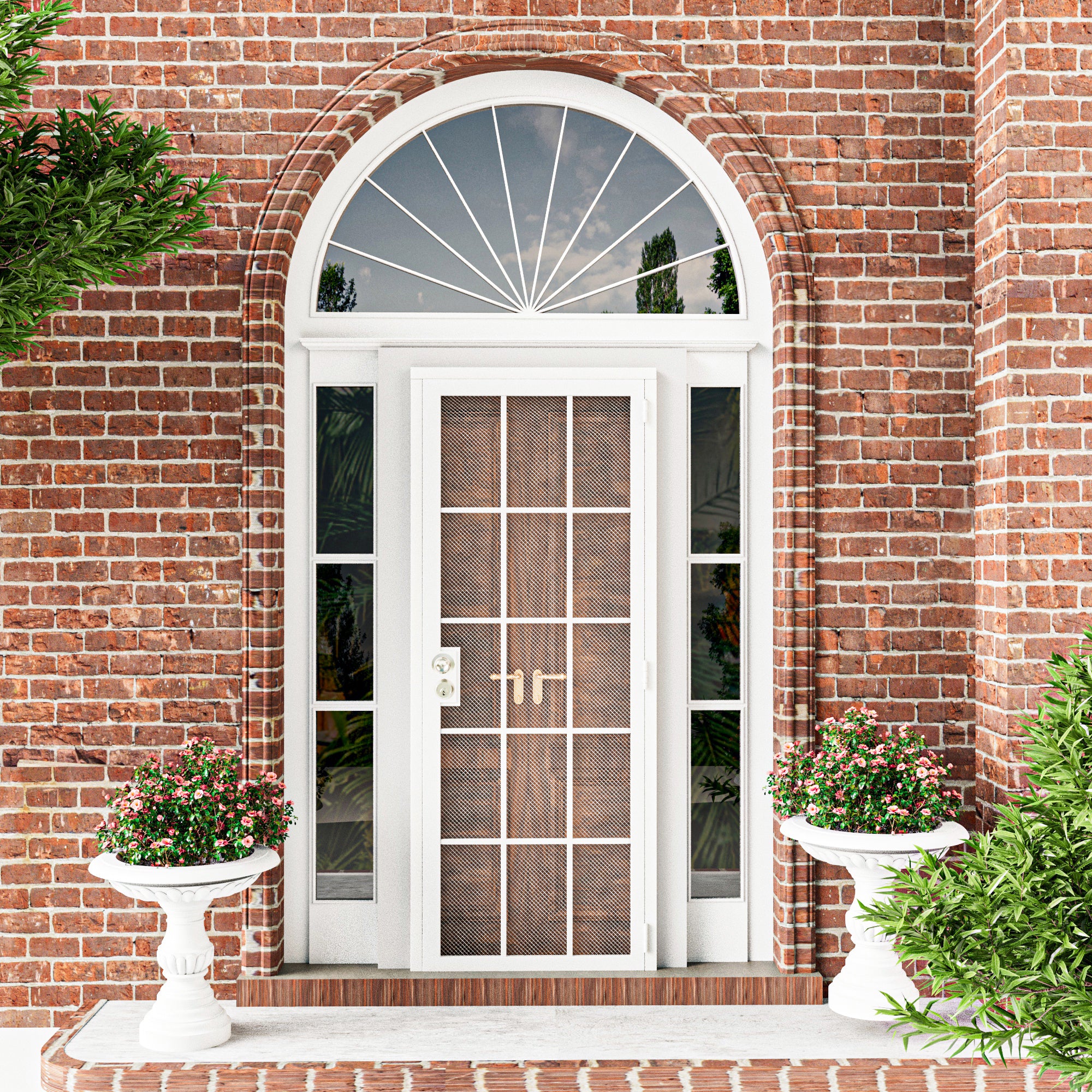 Ark Design Universal/Reversible 15-Grid White Surface Mount Steel Security Door w/Expanded Metal Screen(Lock)