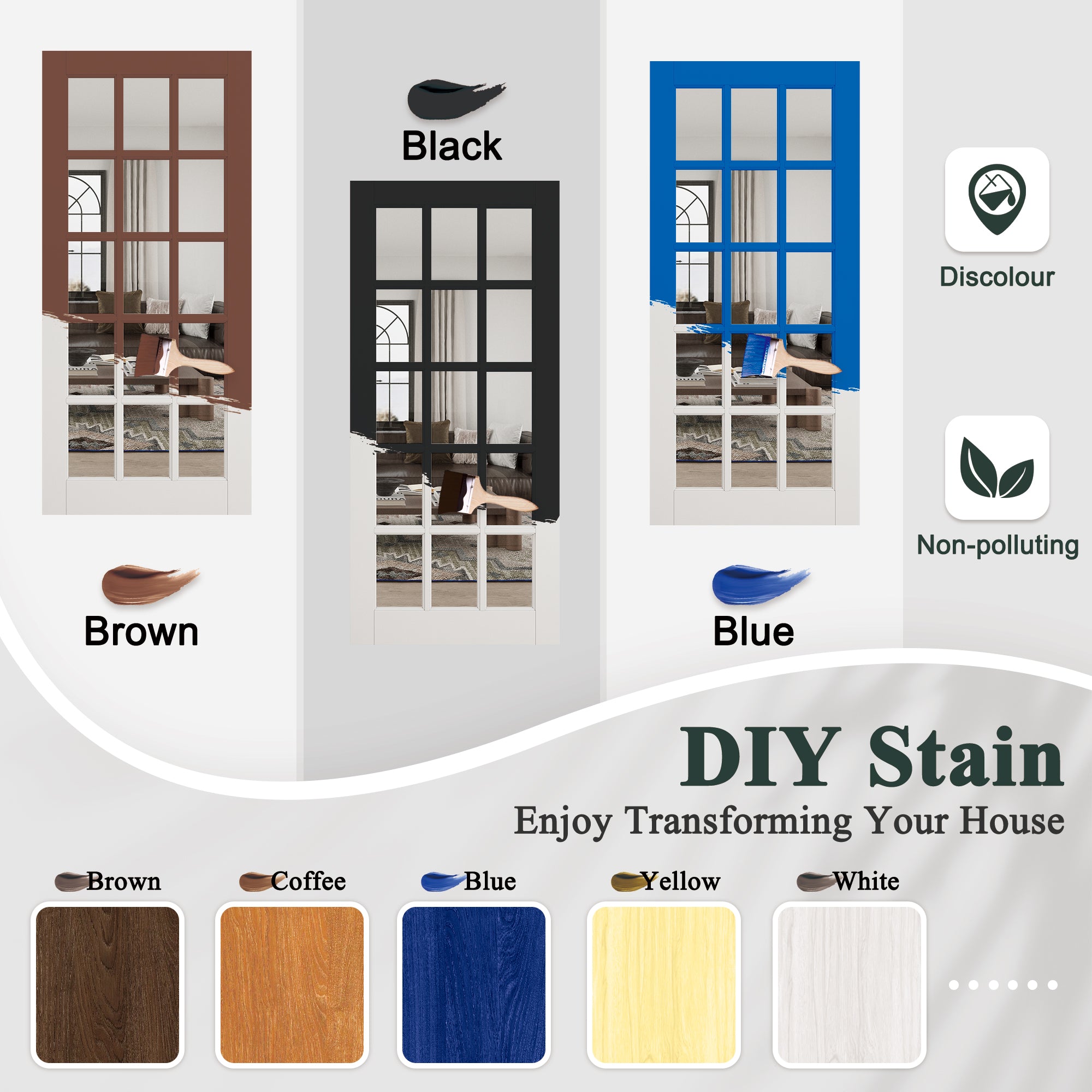 Ark Design 15-Lite Tempered Clear Glass White Primed Solid Core MDF Double Sliding Barn Door with Hardware Kit