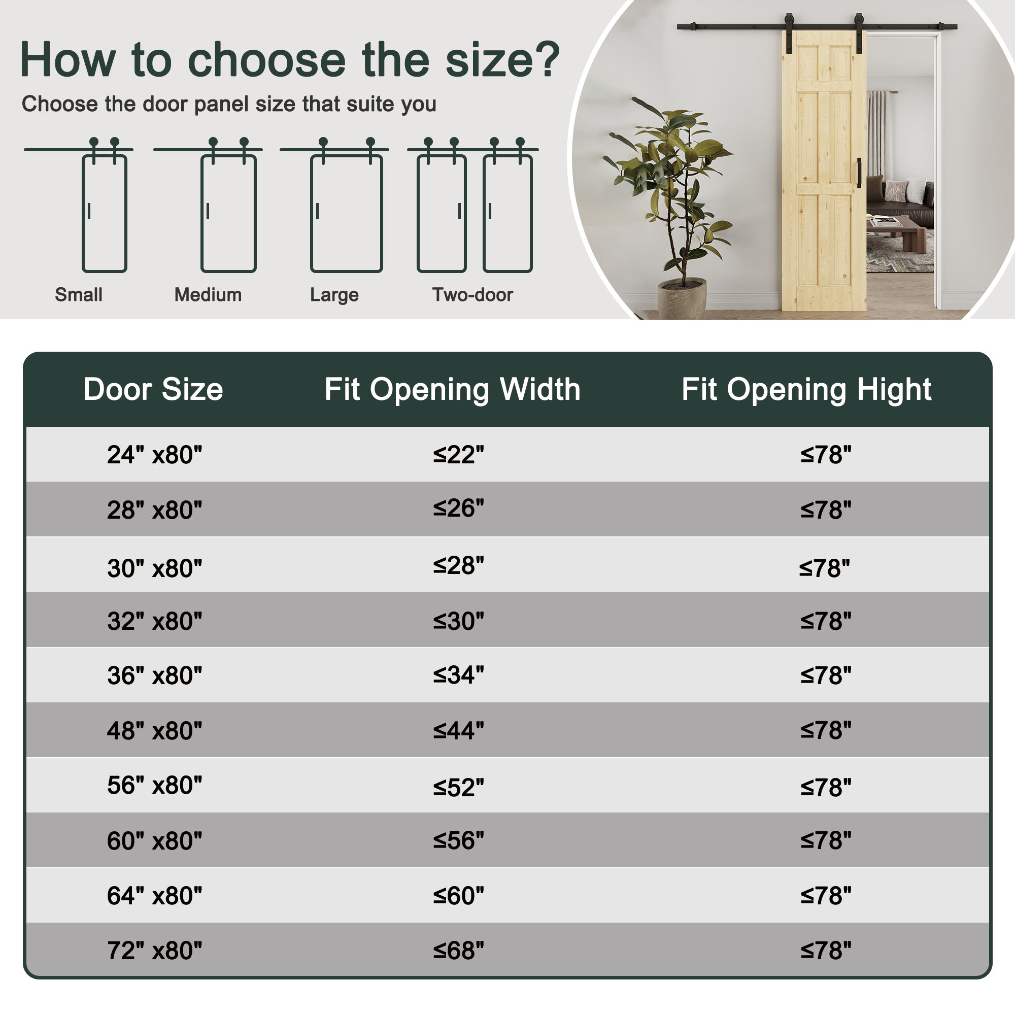 Ark Design Arch 6-Panel Unfinished Solid Core Pine Wood Sliding Barn Door with Hardware Kit