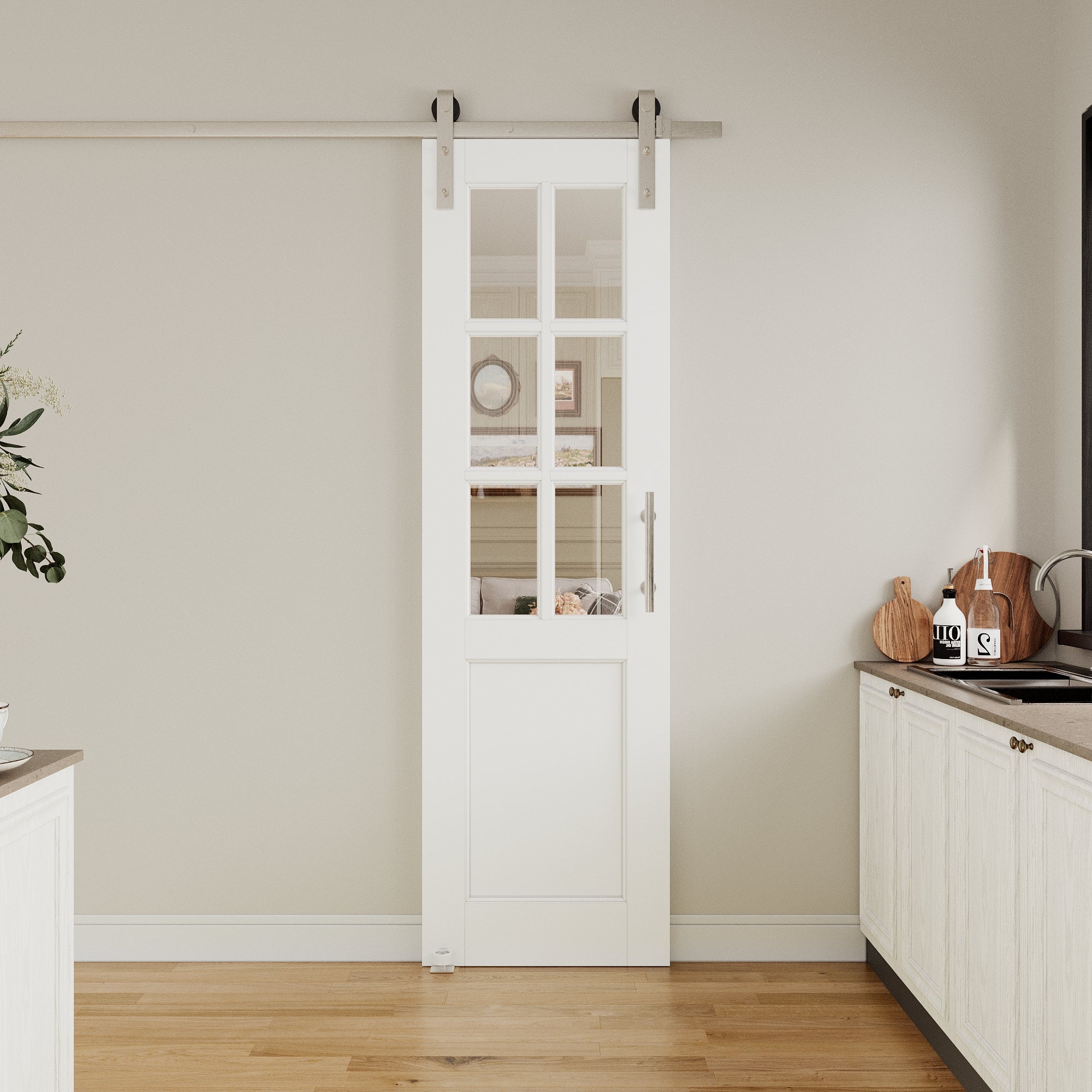 Ark Design 6-Lite Tempered Clear Glass White Primed Solid Core MDF Sli