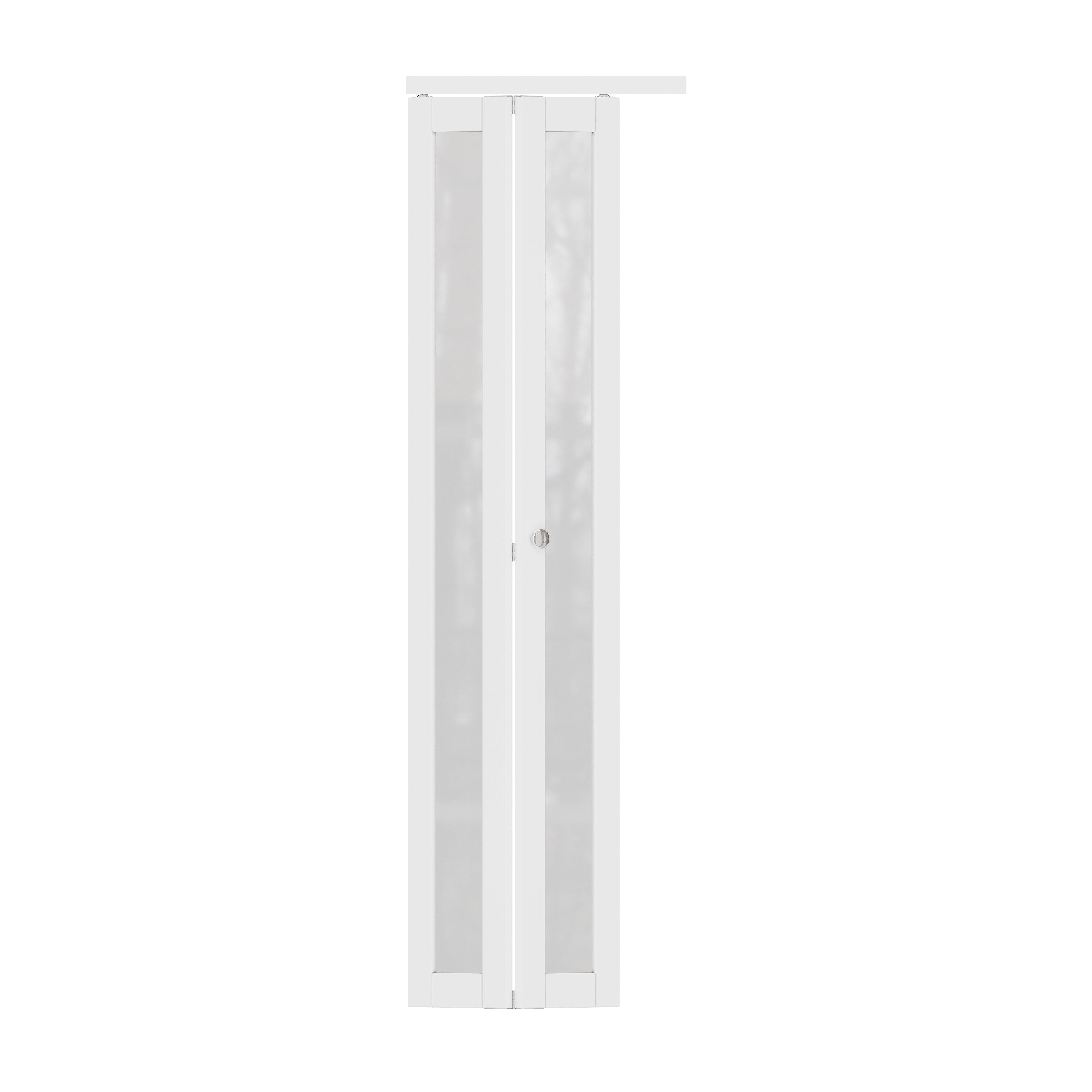 Ark Design 1-Lite Tempered Frosted Glass Closet Bifold Door with Hardware Kit & Knob, Solid Core MDF Wood & PVC Covered Finished, White