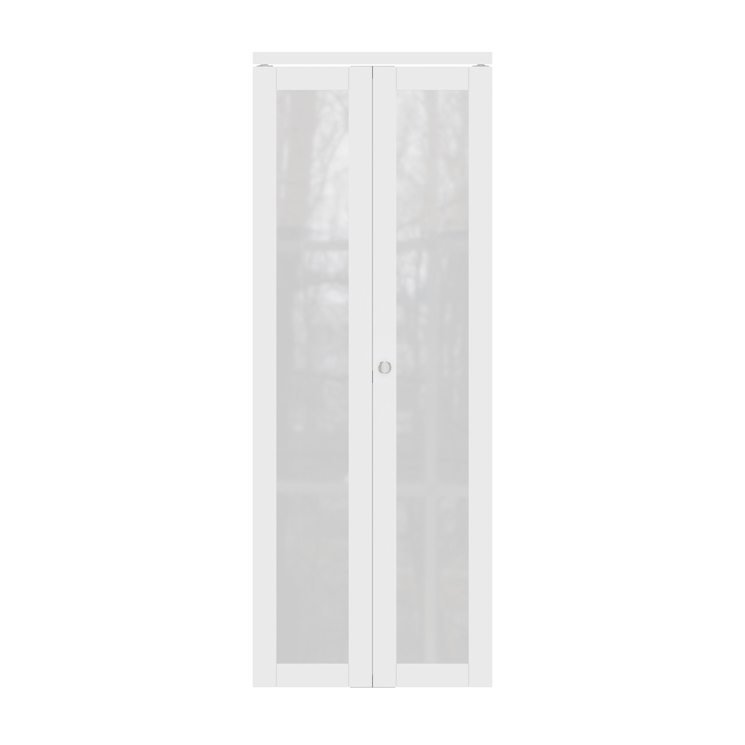 Ark Design 1-Lite Tempered Frosted Glass Closet Bifold Door with Hardware Kit & Knob, Solid Core MDF Wood & PVC Covered Finished, White