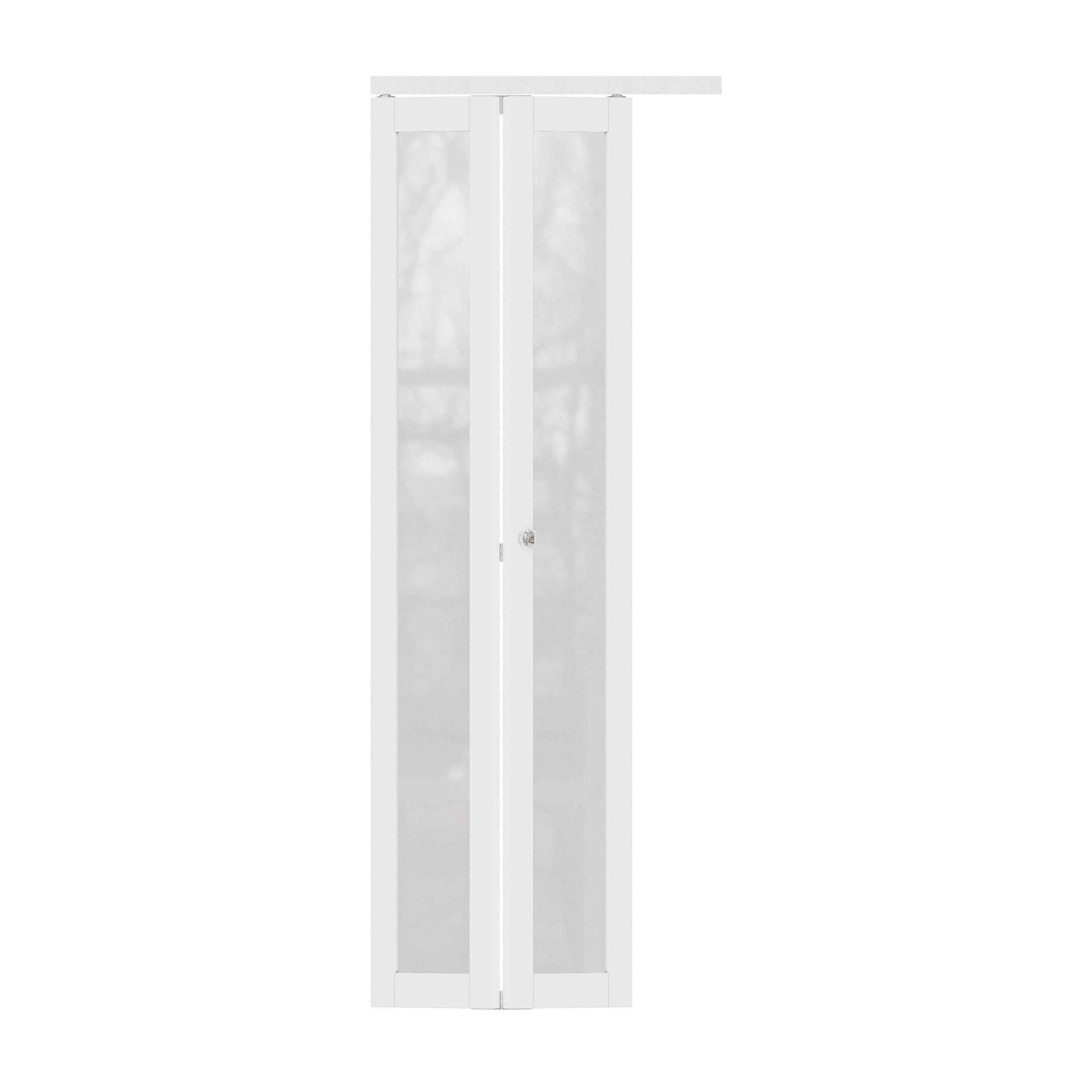 Ark Design 1-Lite Tempered Frosted Glass Closet Bifold Door with Hardware Kit & Knob, Solid Core MDF Wood & PVC Covered Finished, White