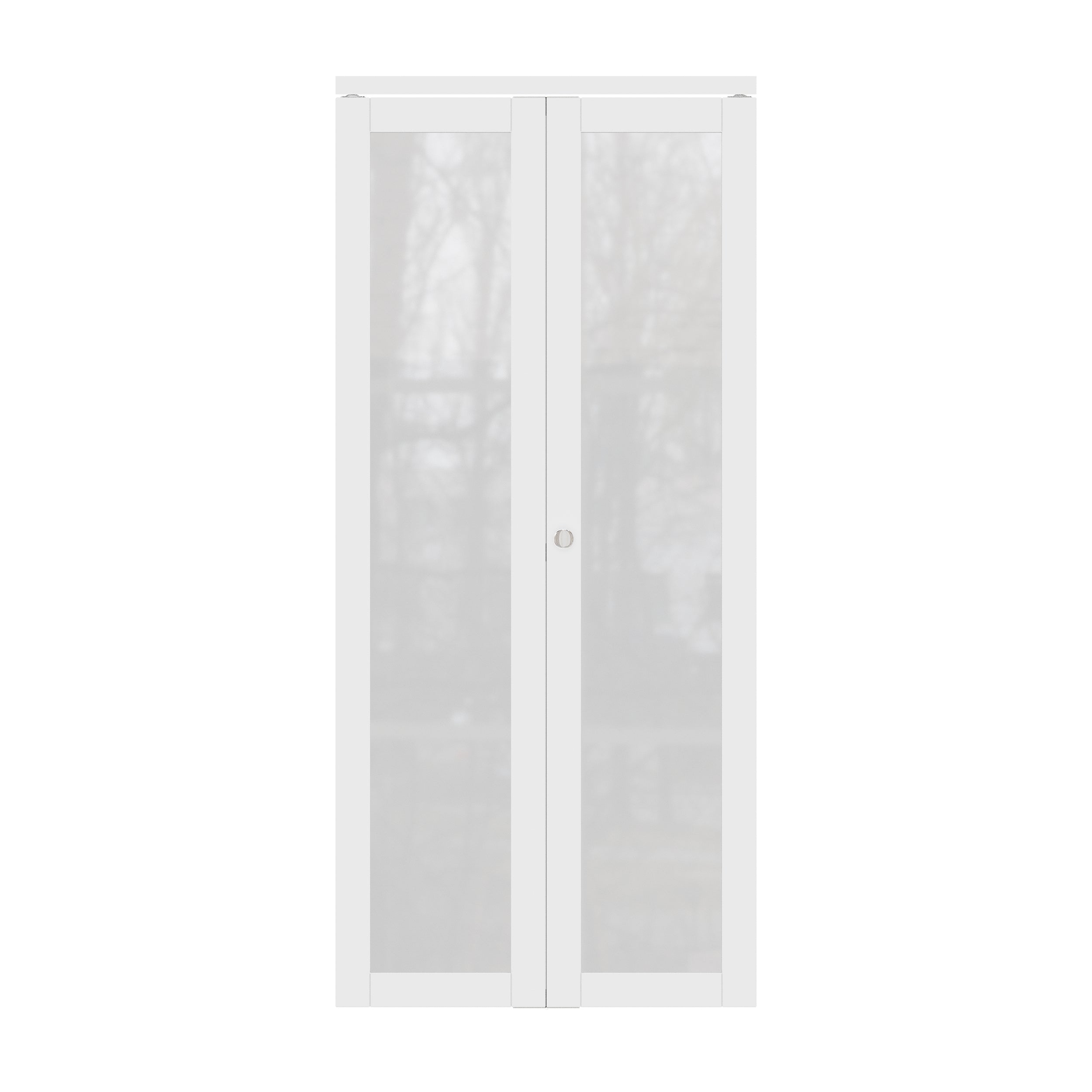Ark Design 1-Lite Tempered Frosted Glass Closet Bifold Door with Hardware Kit & Knob, Solid Core MDF Wood & PVC Covered Finished, White
