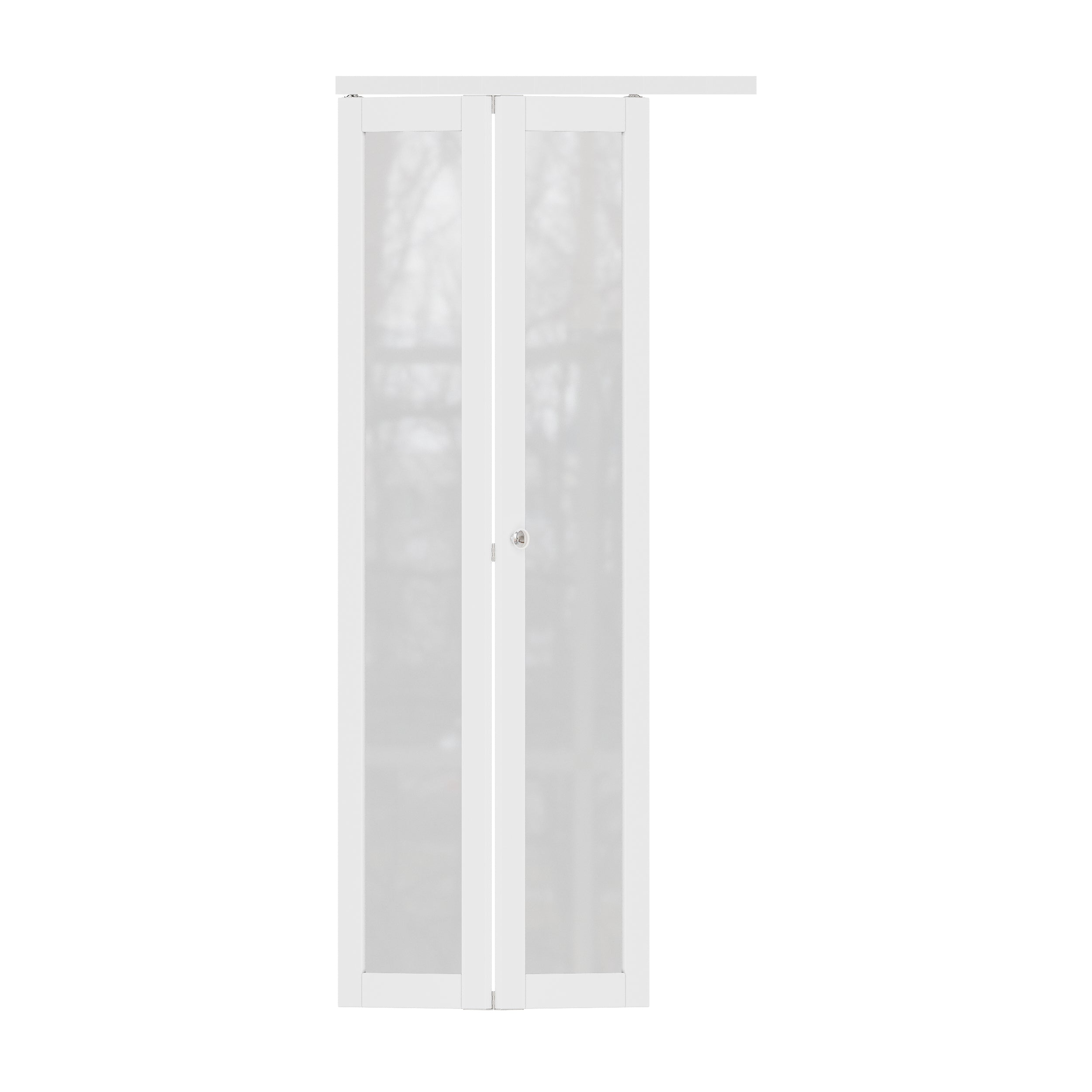 Ark Design 1-Lite Tempered Frosted Glass Closet Bifold Door with Hardware Kit & Knob, Solid Core MDF Wood & PVC Covered Finished, White