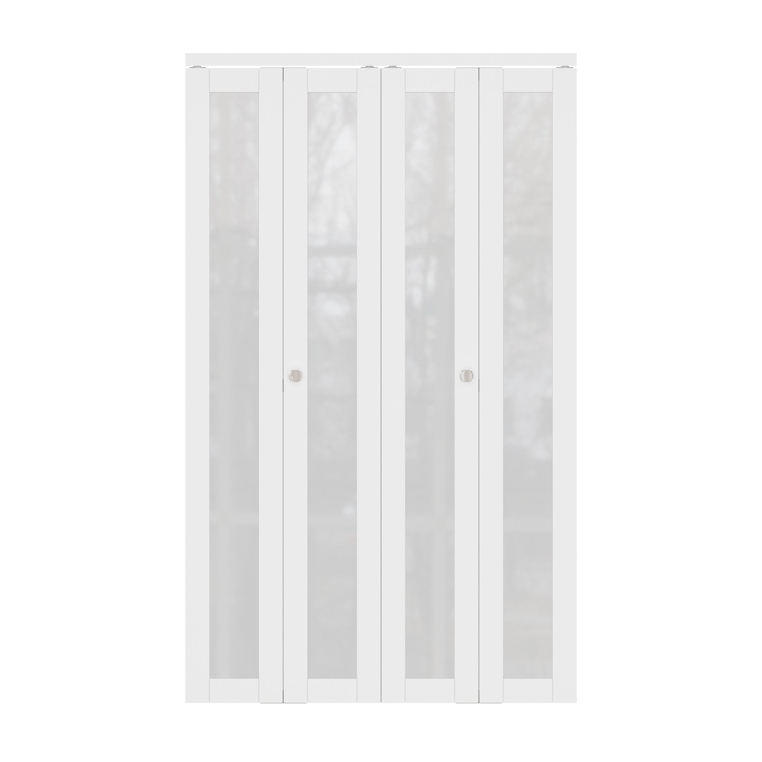 Ark Design 1-Lite Tempered Frosted Glass Closet Bifold Door with Hardware Kit & Knob, Solid Core MDF Wood & PVC Covered Finished, White