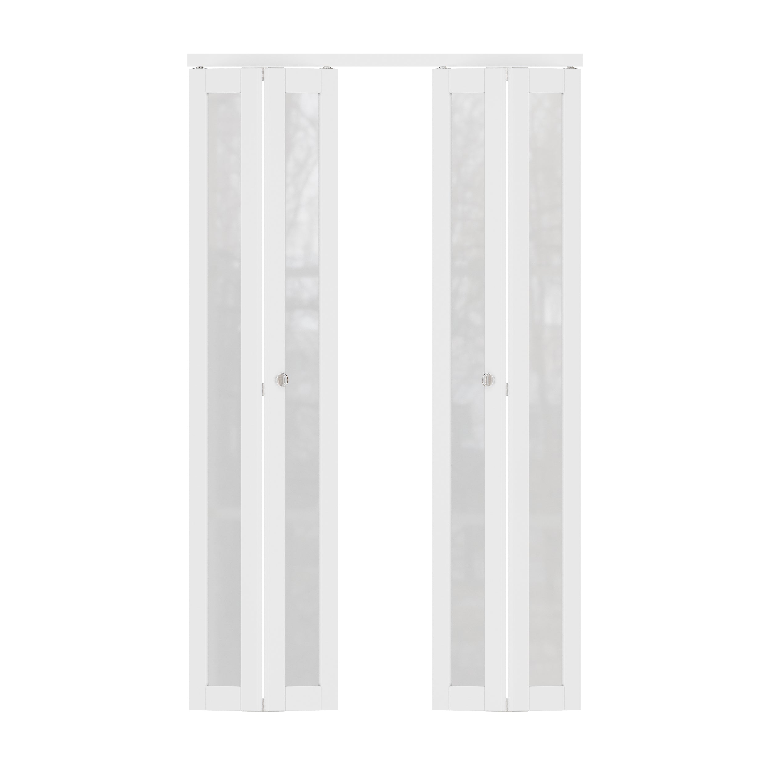 Ark Design 1-Lite Tempered Frosted Glass Closet Bifold Door with Hardware Kit & Knob, Solid Core MDF Wood & PVC Covered Finished, White