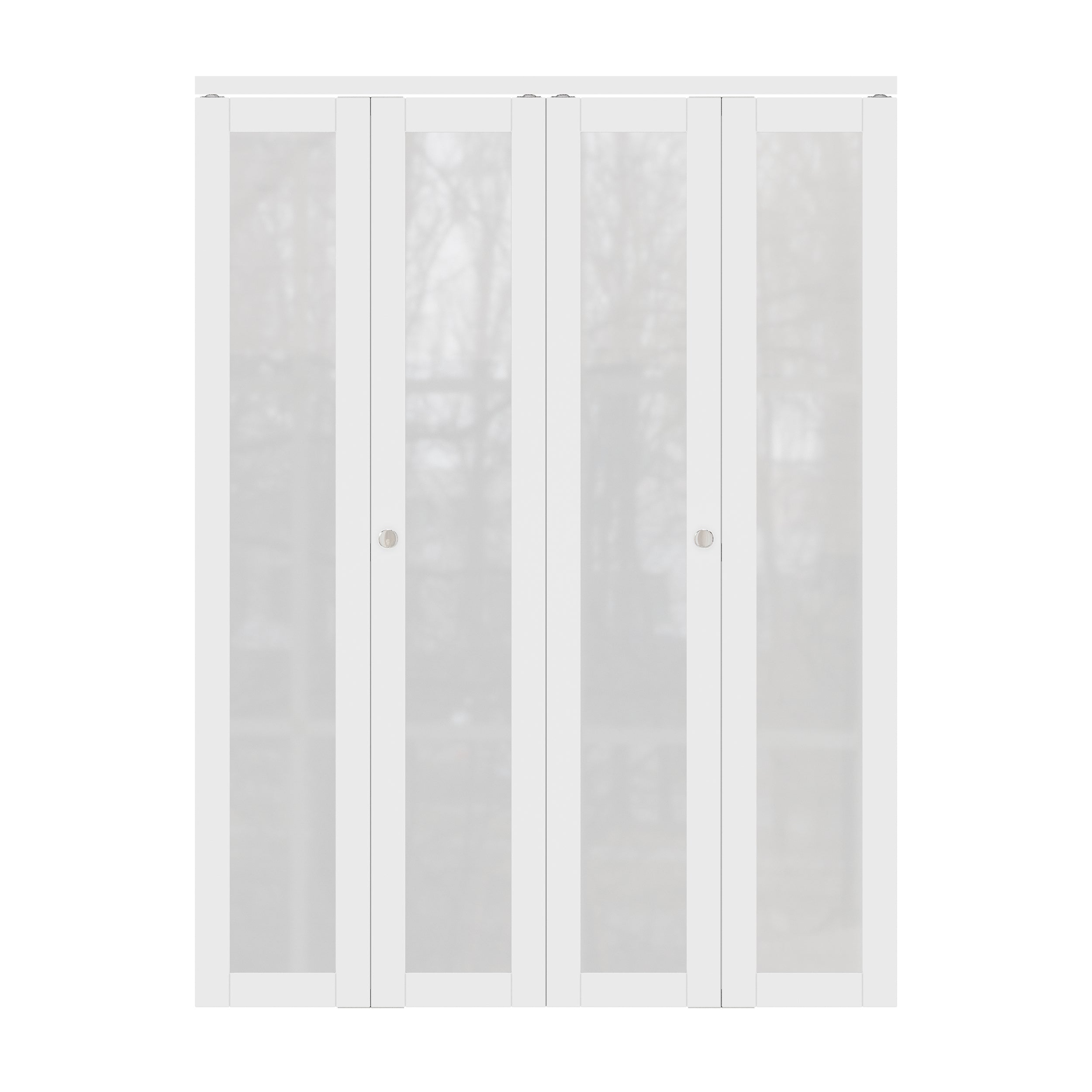 Ark Design 1-Lite Tempered Frosted Glass Closet Bifold Door with Hardware Kit & Knob, Solid Core MDF Wood & PVC Covered Finished, White