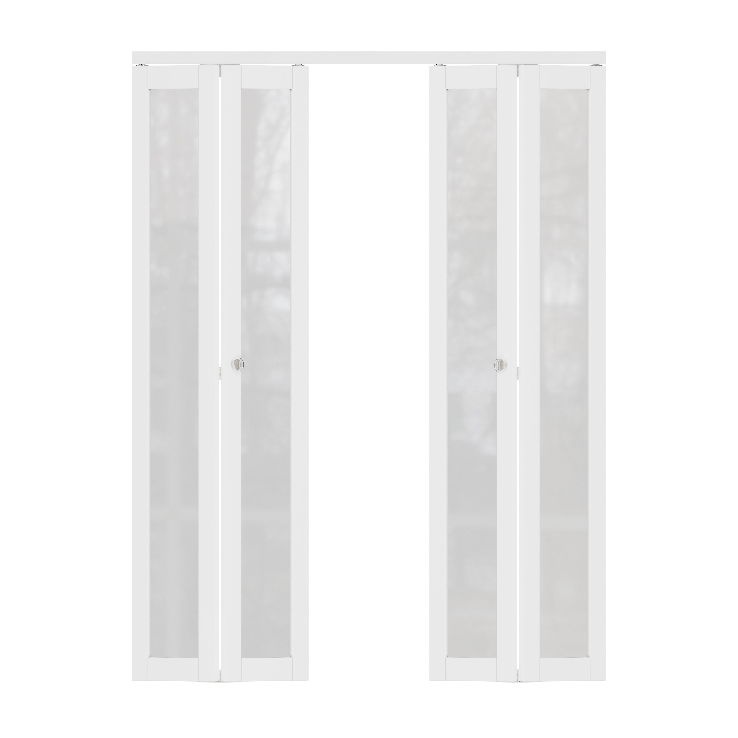 Ark Design 1-Lite Tempered Frosted Glass Closet Bifold Door with Hardware Kit & Knob, Solid Core MDF Wood & PVC Covered Finished, White