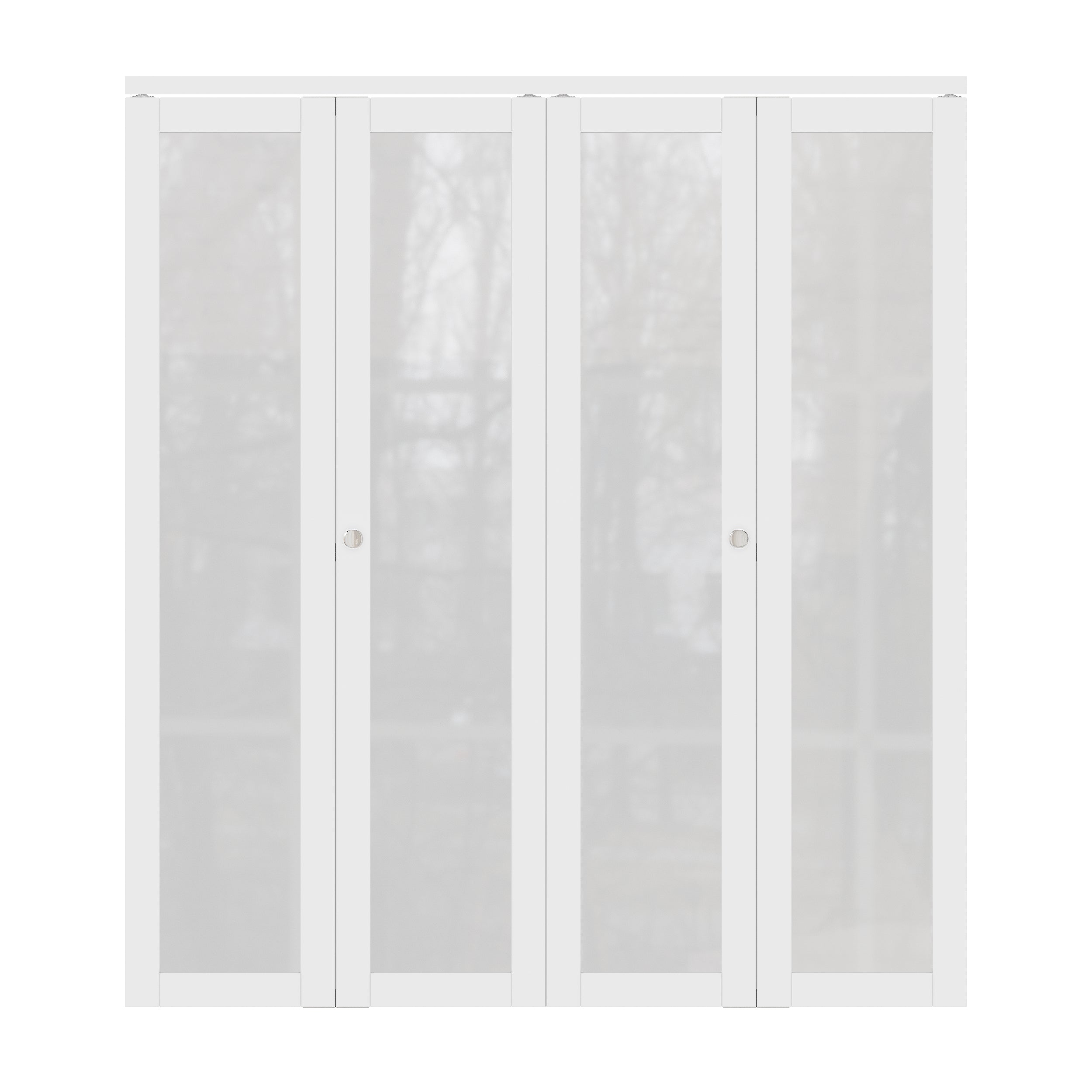 Ark Design 1-Lite Tempered Frosted Glass Closet Bifold Door with Hardware Kit & Knob, Solid Core MDF Wood & PVC Covered Finished, White