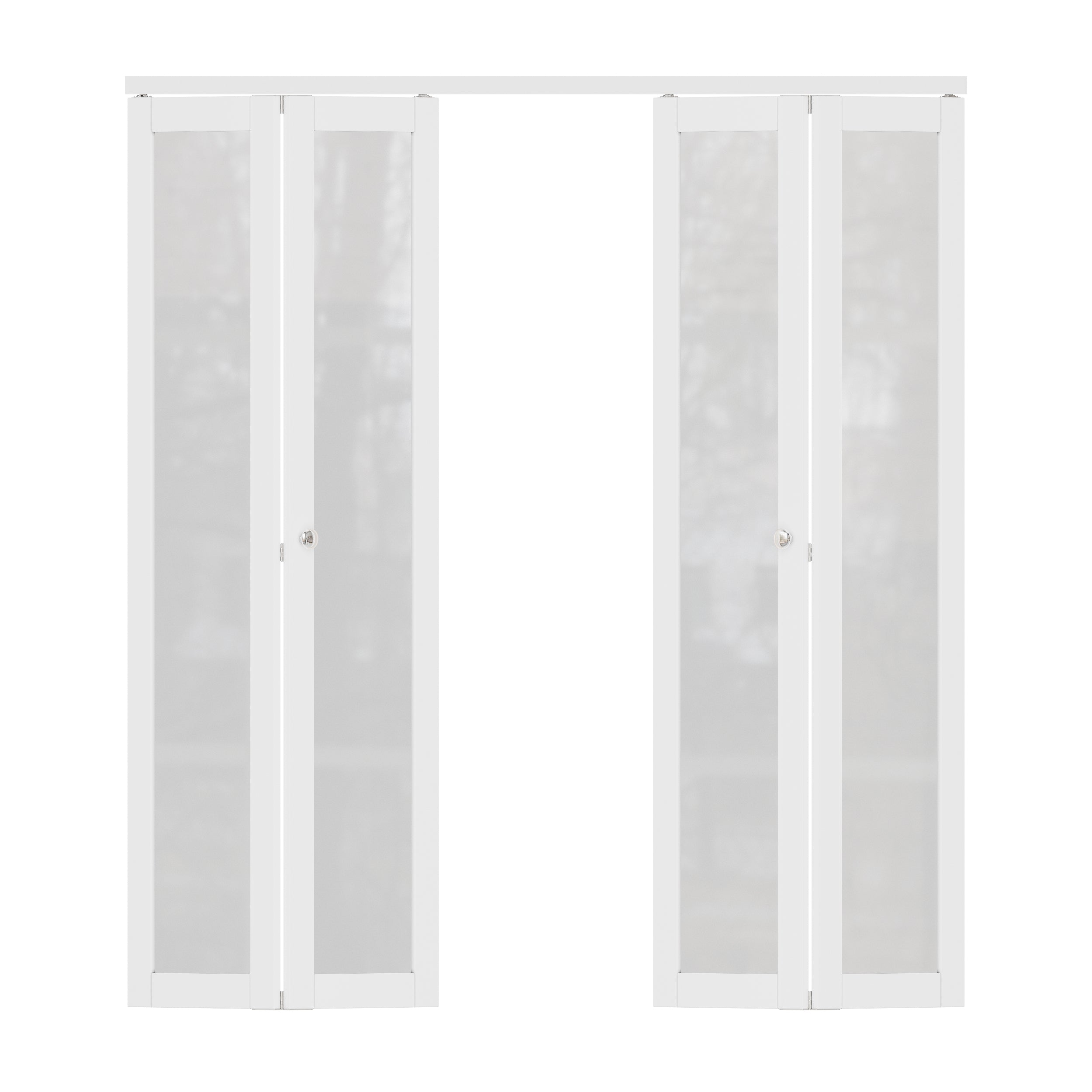 Ark Design 1-Lite Tempered Frosted Glass Closet Bifold Door with Hardware Kit & Knob, Solid Core MDF Wood & PVC Covered Finished, White