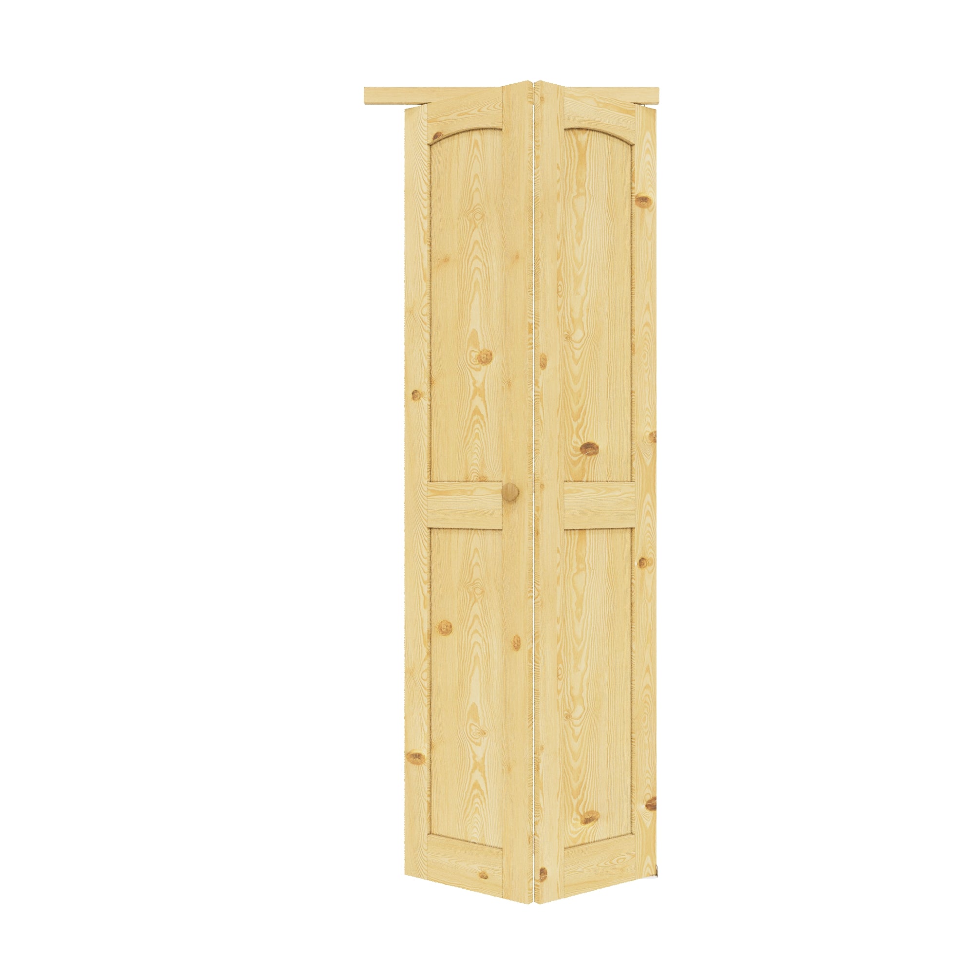 Ark Design Arch Panel 2-Lite Solid Core Unfinished Pine Wood Interior Closet Bi-Fold Door with Hardware