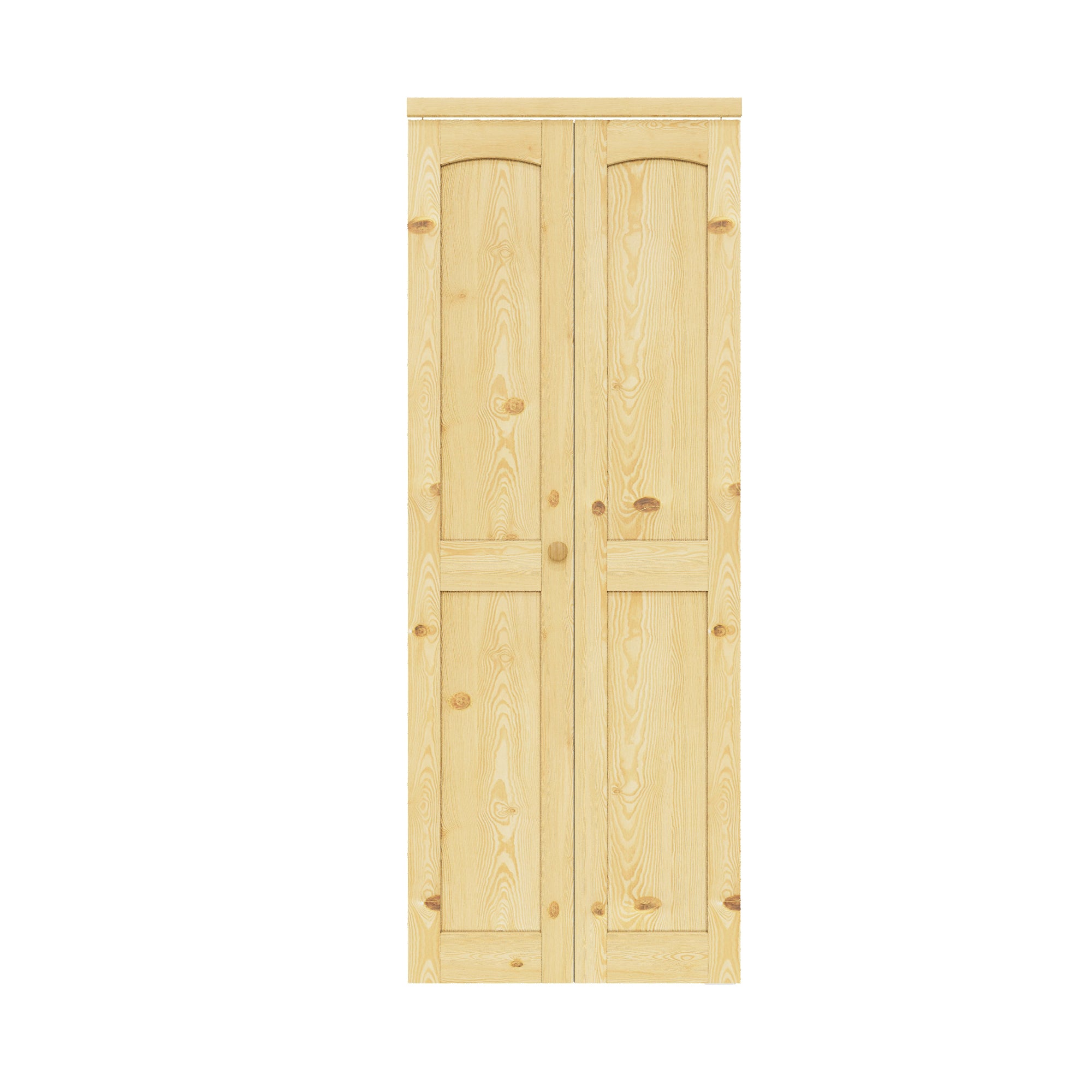 Ark Design Arch Panel 2-Lite Solid Core Unfinished Pine Wood Interior Closet Bi-Fold Door with Hardware