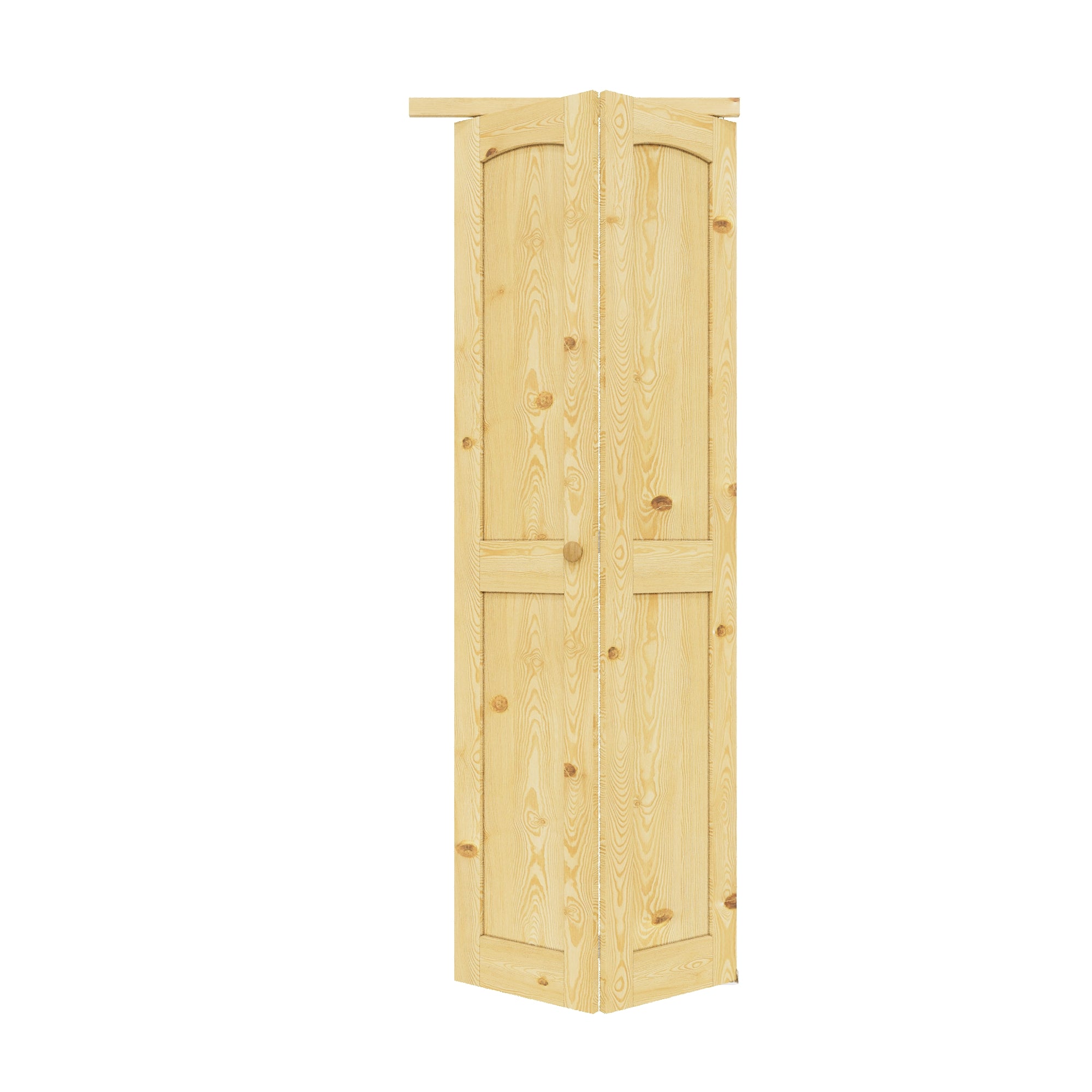 Ark Design Arch Panel 2-Lite Solid Core Unfinished Pine Wood Interior Closet Bi-Fold Door with Hardware