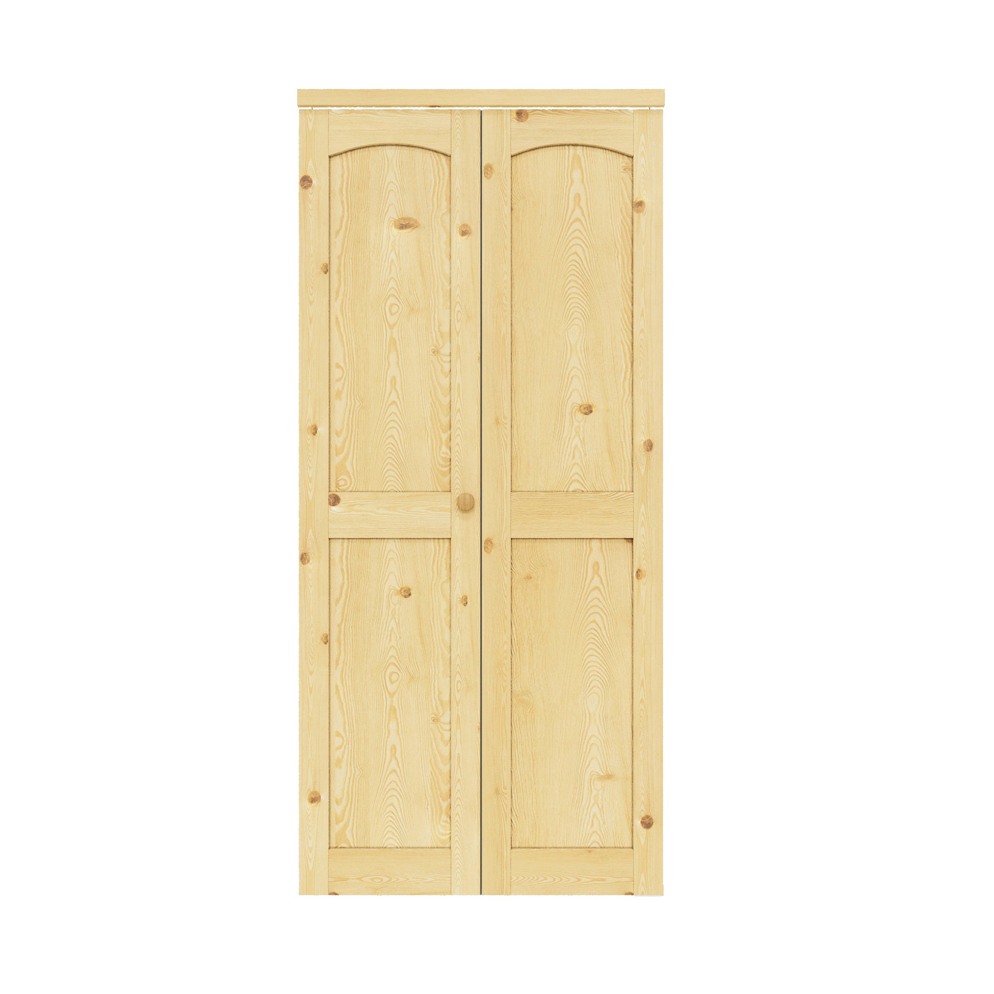 Ark Design Arch Panel 2-Lite Solid Core Unfinished Pine Wood Interior Closet Bi-Fold Door with Hardware