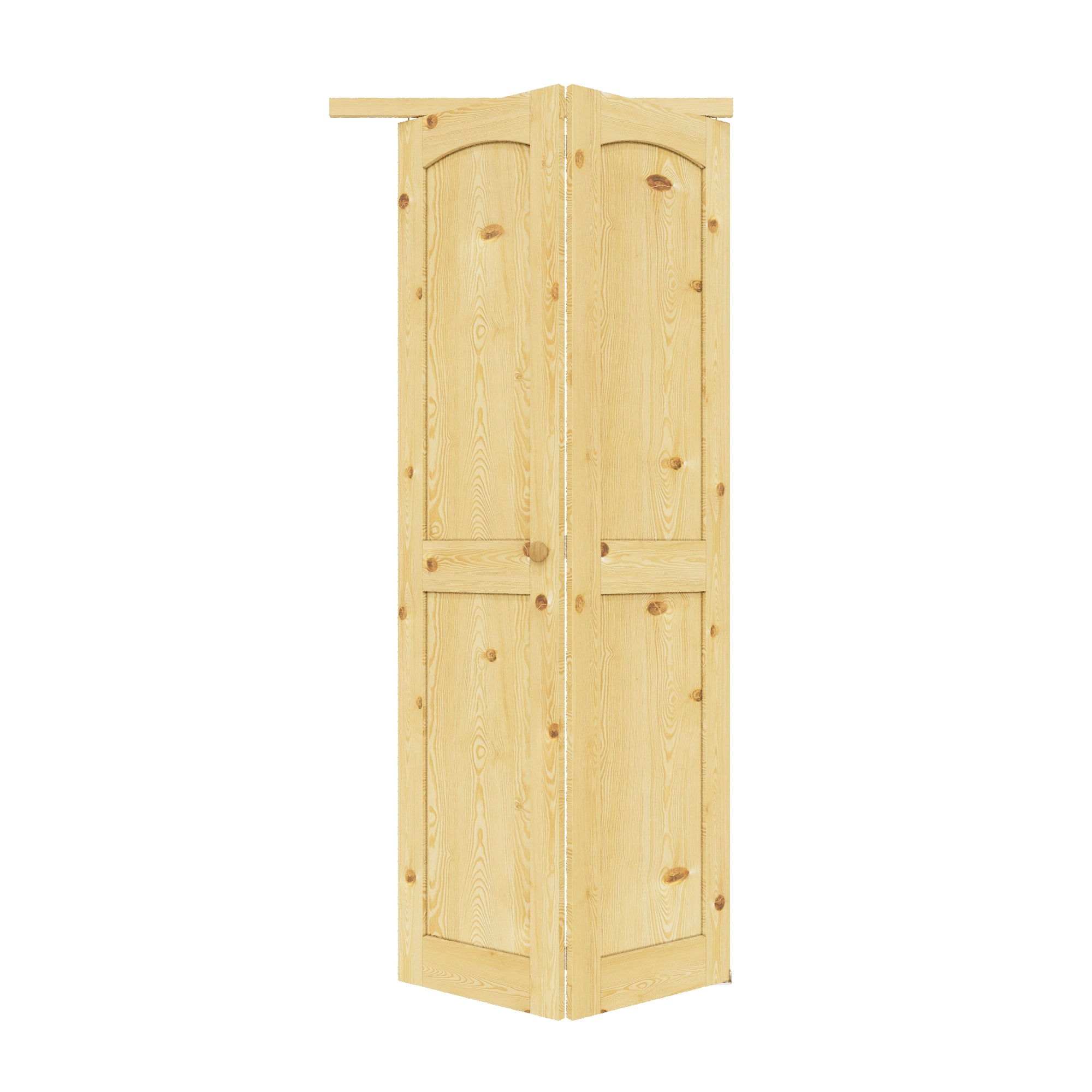 Ark Design Arch Panel 2-Lite Solid Core Unfinished Pine Wood Interior Closet Bi-Fold Door with Hardware