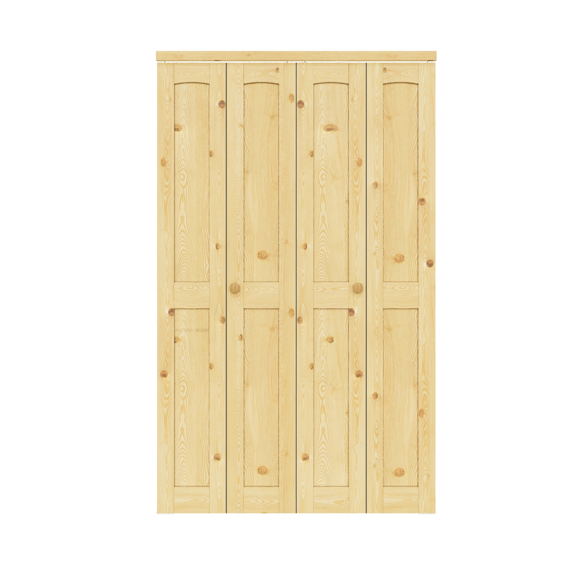 Ark Design Arch Panel 2-Lite Solid Core Unfinished Pine Wood Interior Closet Bi-Fold Door with Hardware