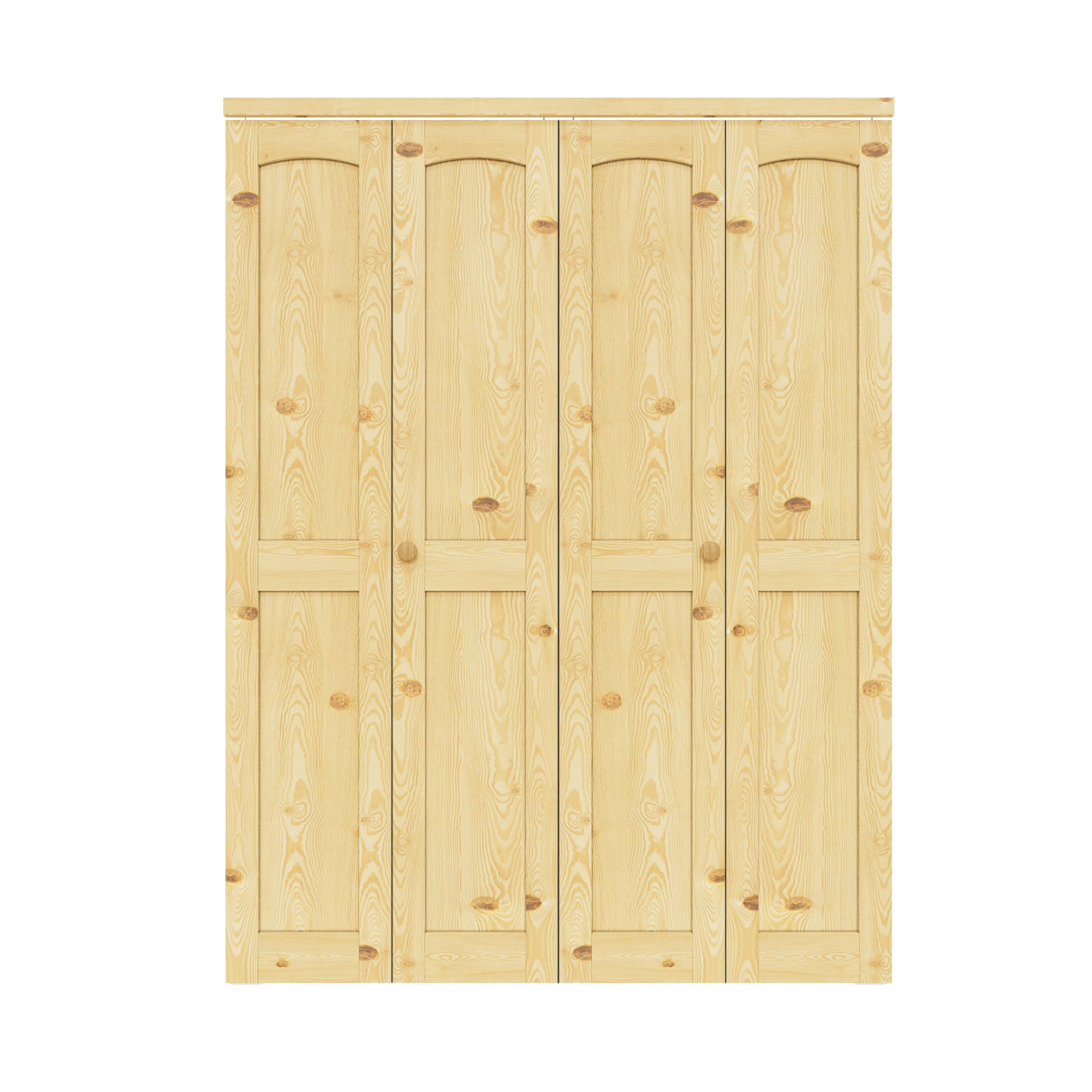 Ark Design Arch Panel 2-Lite Solid Core Unfinished Pine Wood Interior Closet Bi-Fold Door with Hardware