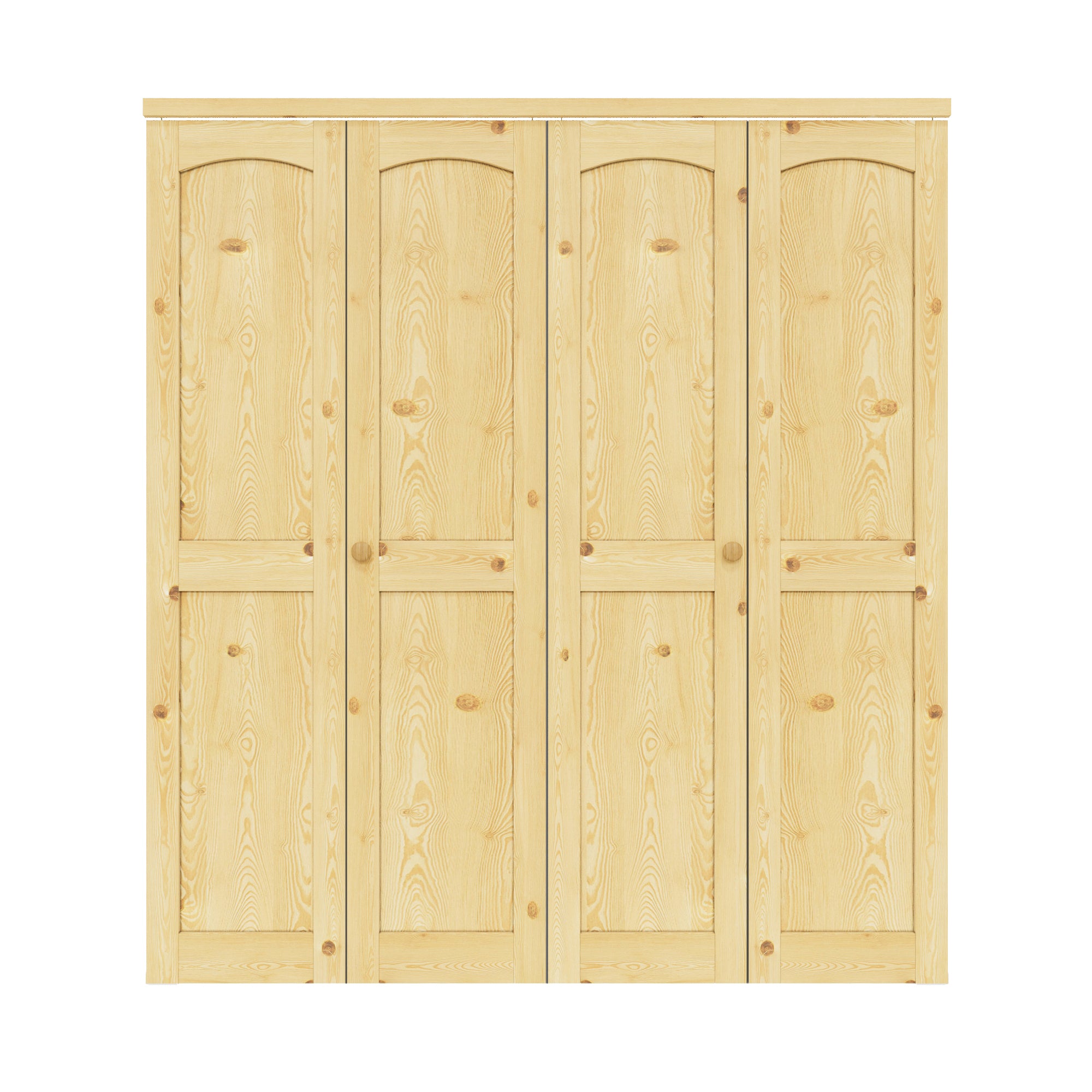 Ark Design Arch Panel 2-Lite Solid Core Unfinished Pine Wood Interior Closet Bi-Fold Door with Hardware