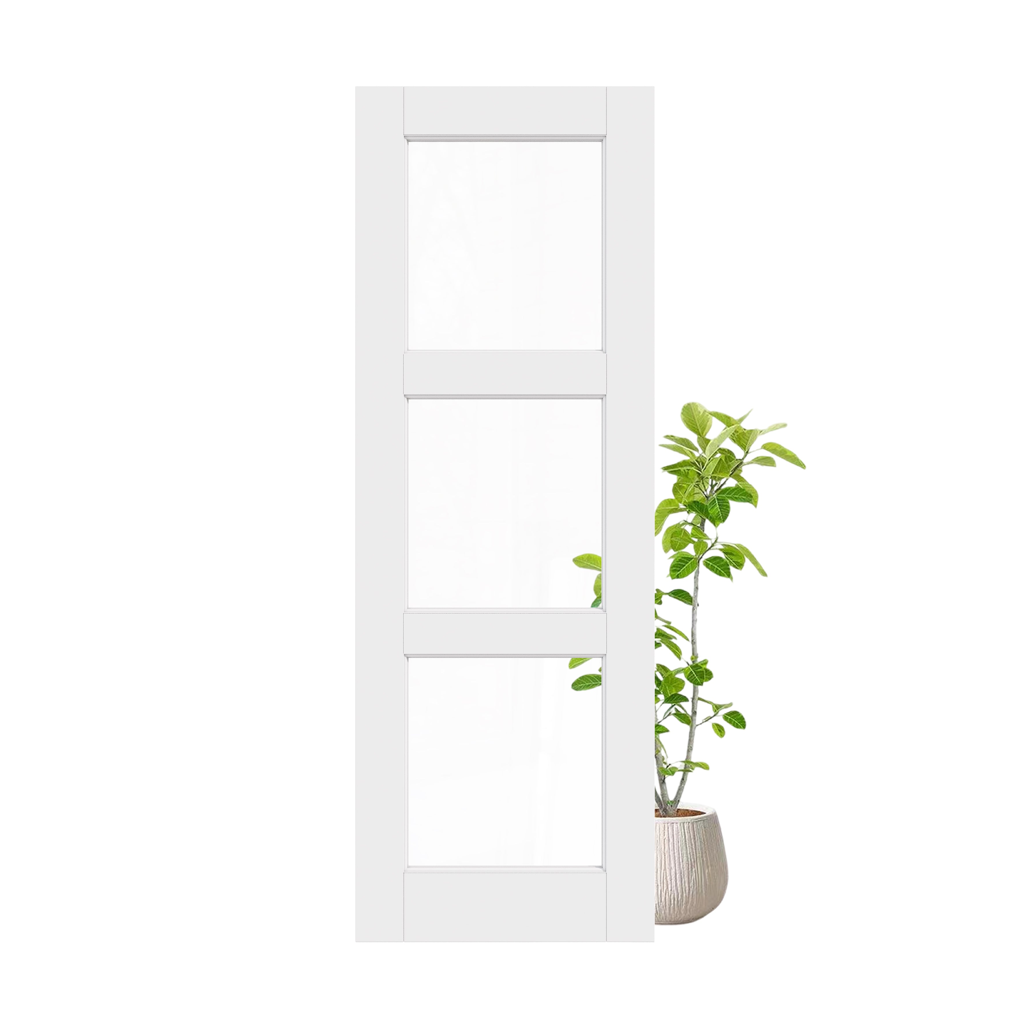 Ark Design 3-Lite Clear Glass Door Slab Prefinished & Paintable Surface, with/without Prehung Kit, White
