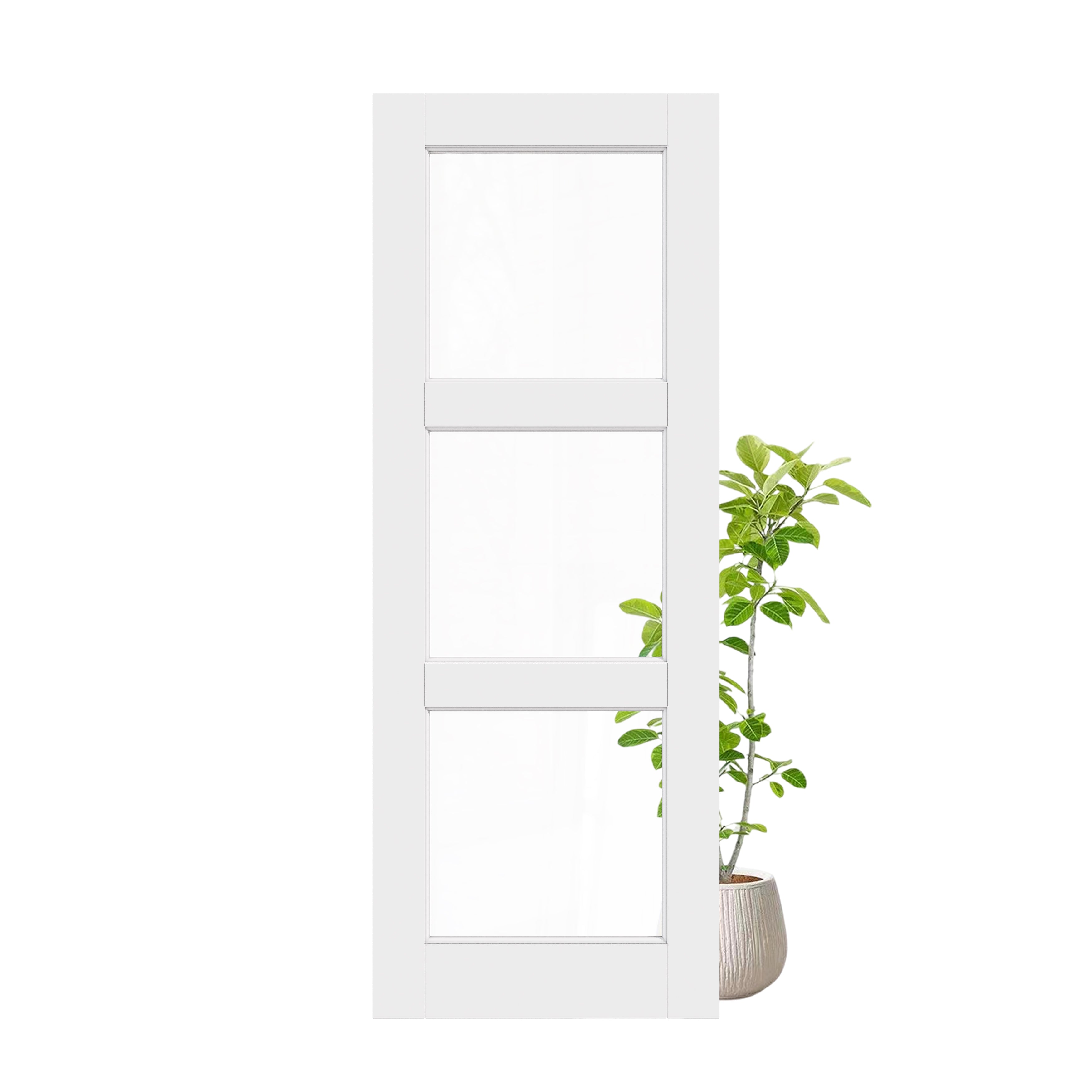 Ark Design 3-Lite Clear Glass Door Slab Prefinished & Paintable Surface, with/without Prehung Kit, White
